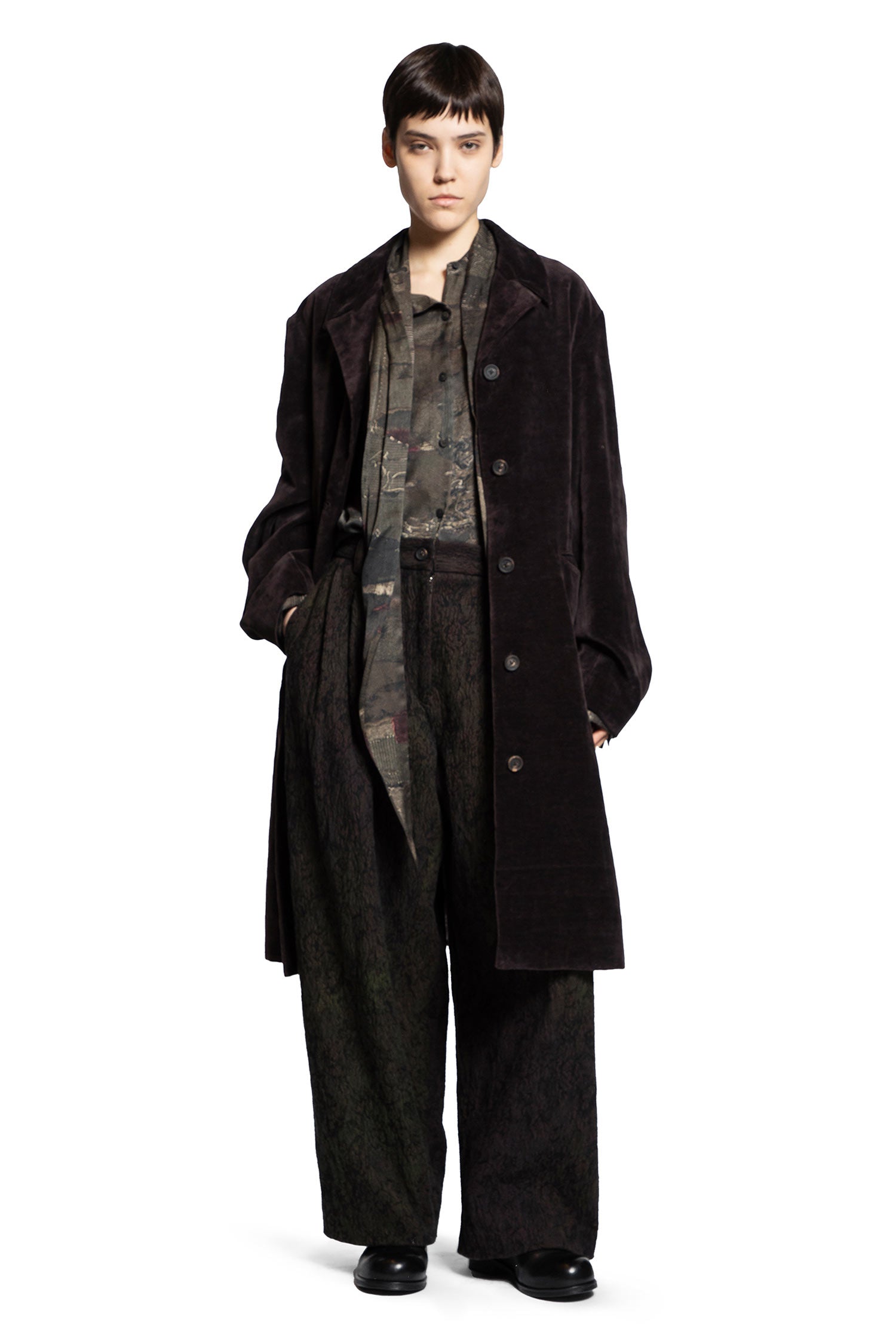 Spread Collar Long Coat
