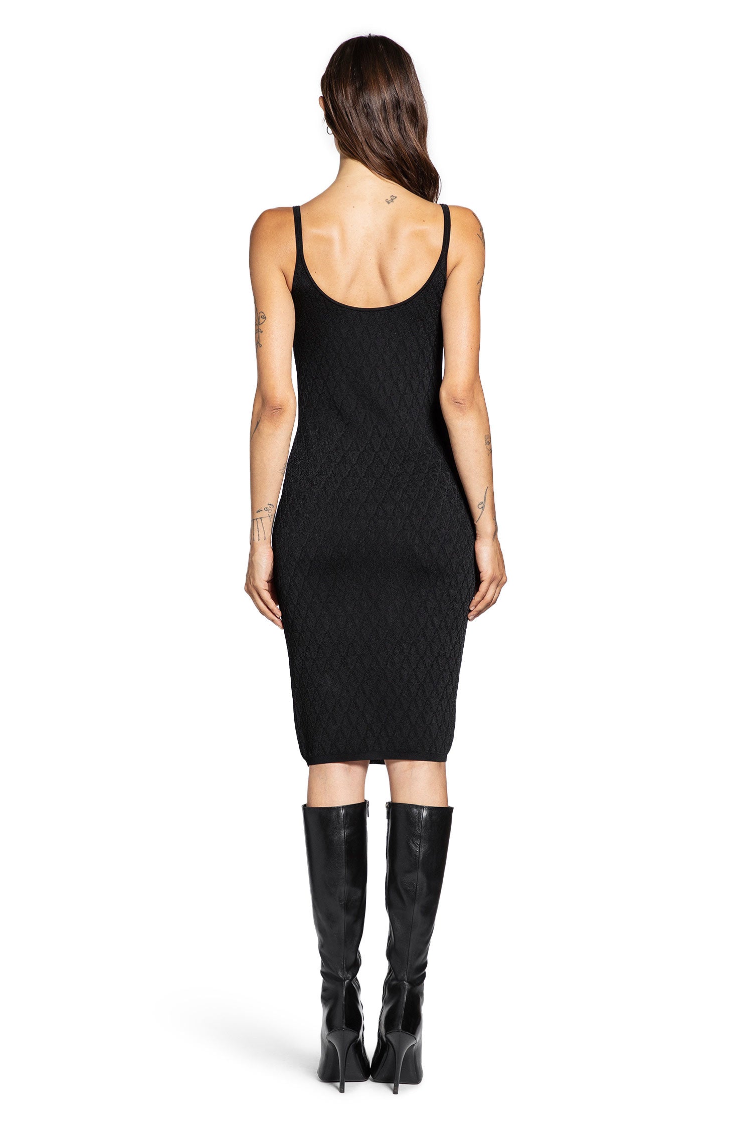 V Allover Jacquard Knit Mini Dress