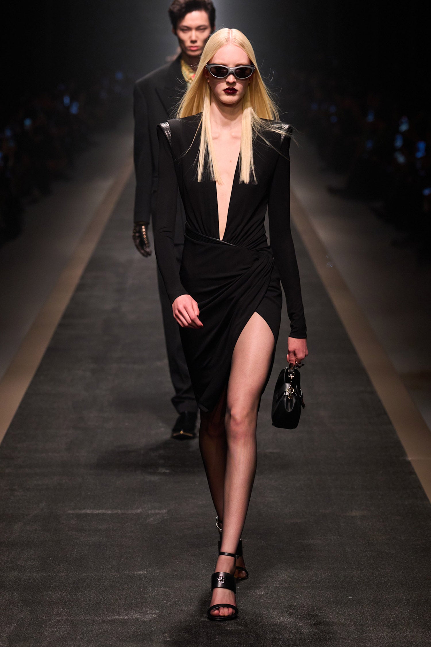 Deep V-neck Crêpe Mini Dress - Antonioli.eu