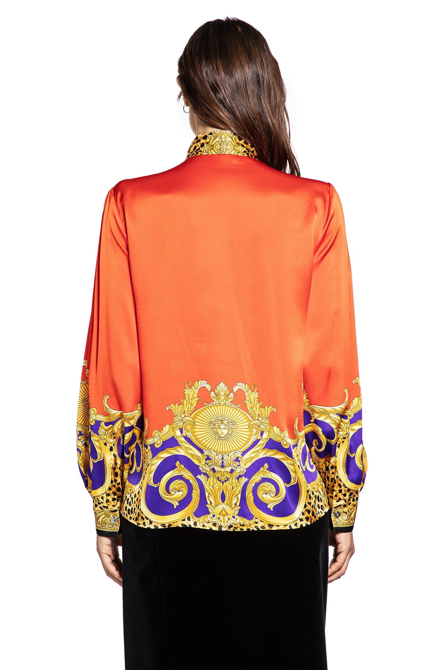 Cheetah Barocco Silk Lavallière Shirt