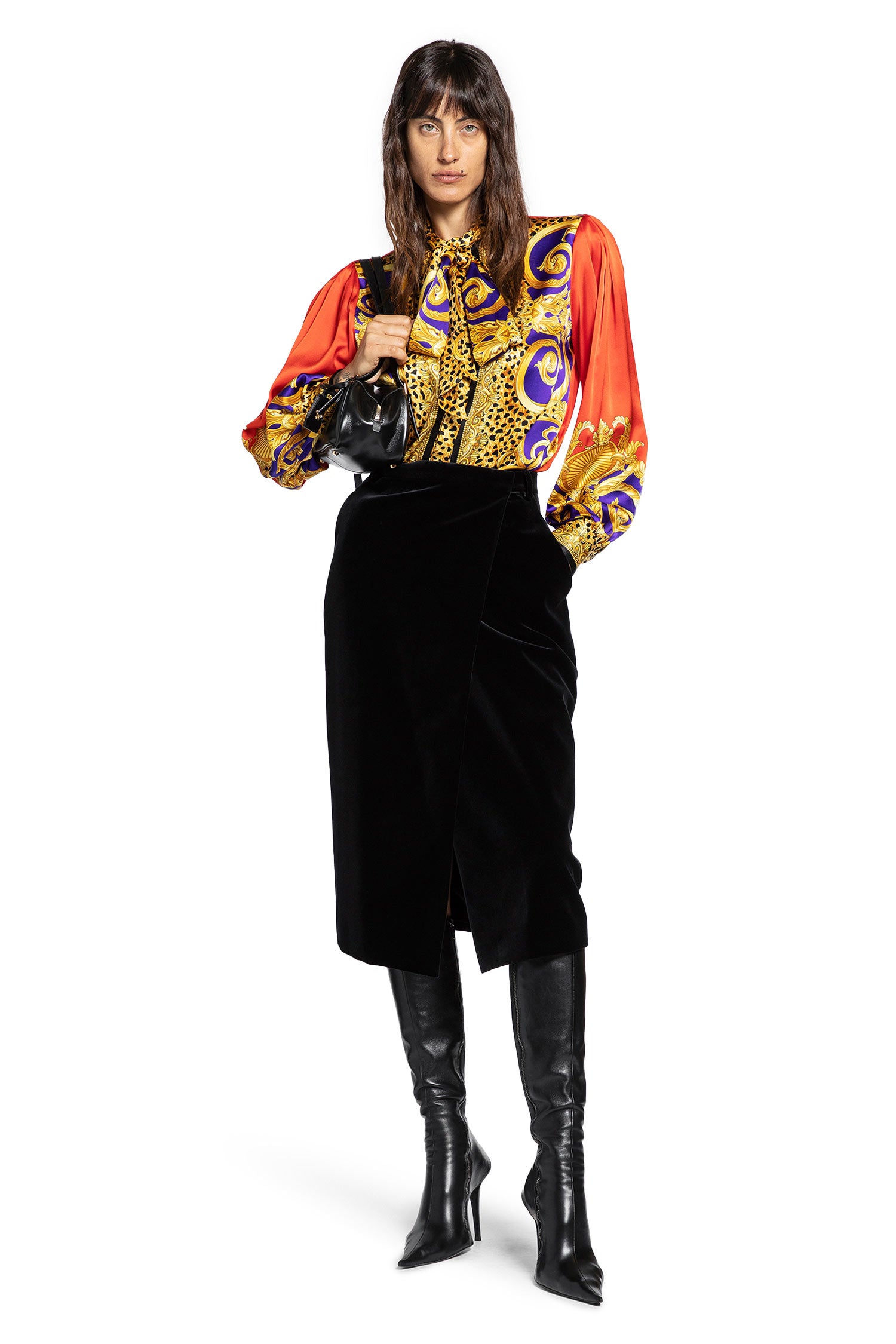 Cheetah Barocco Silk Lavallière Shirt