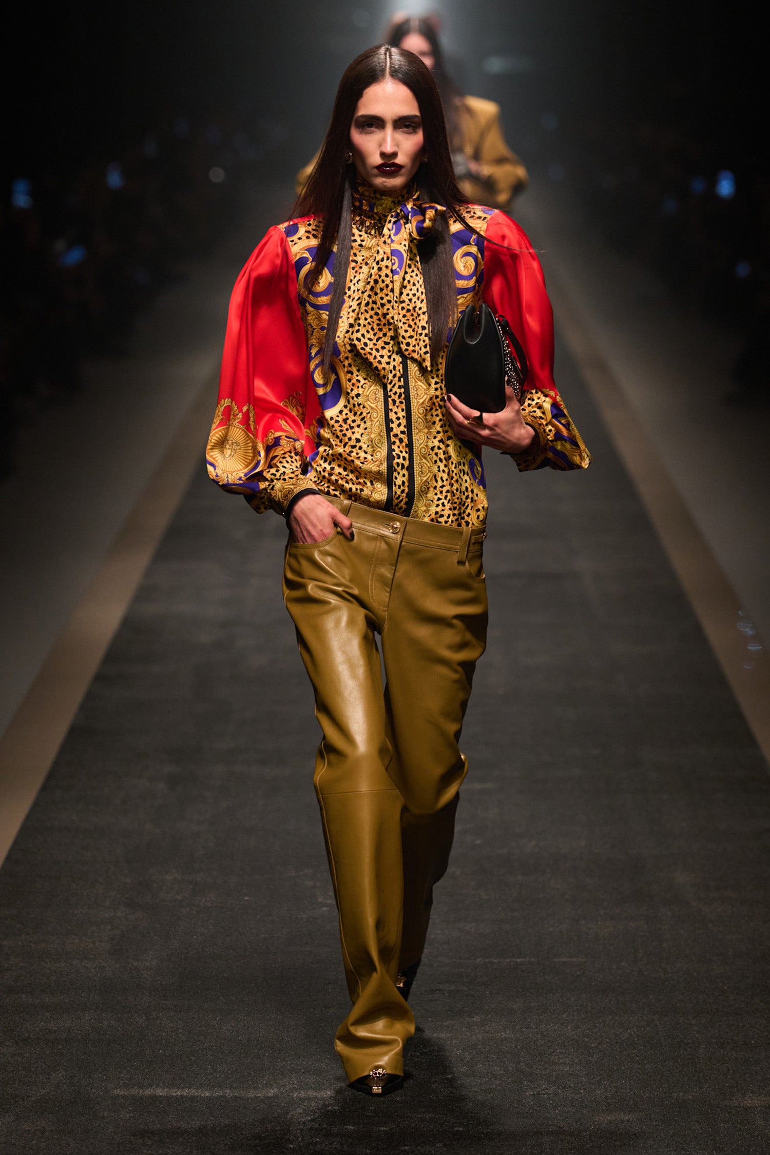 Cheetah Barocco Silk Lavallière Shirt