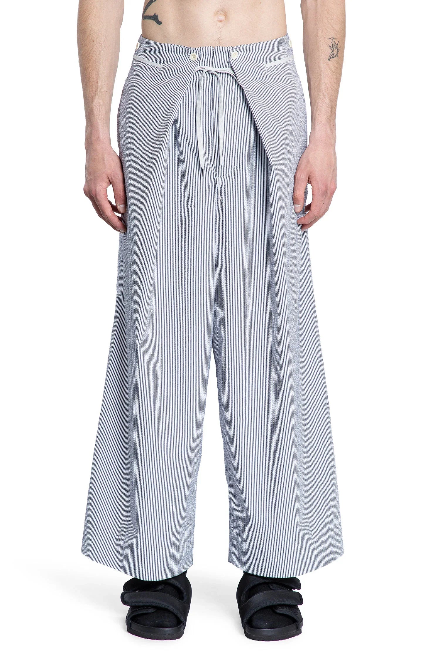 Seersucker hakama trousers - Antonioli.eu