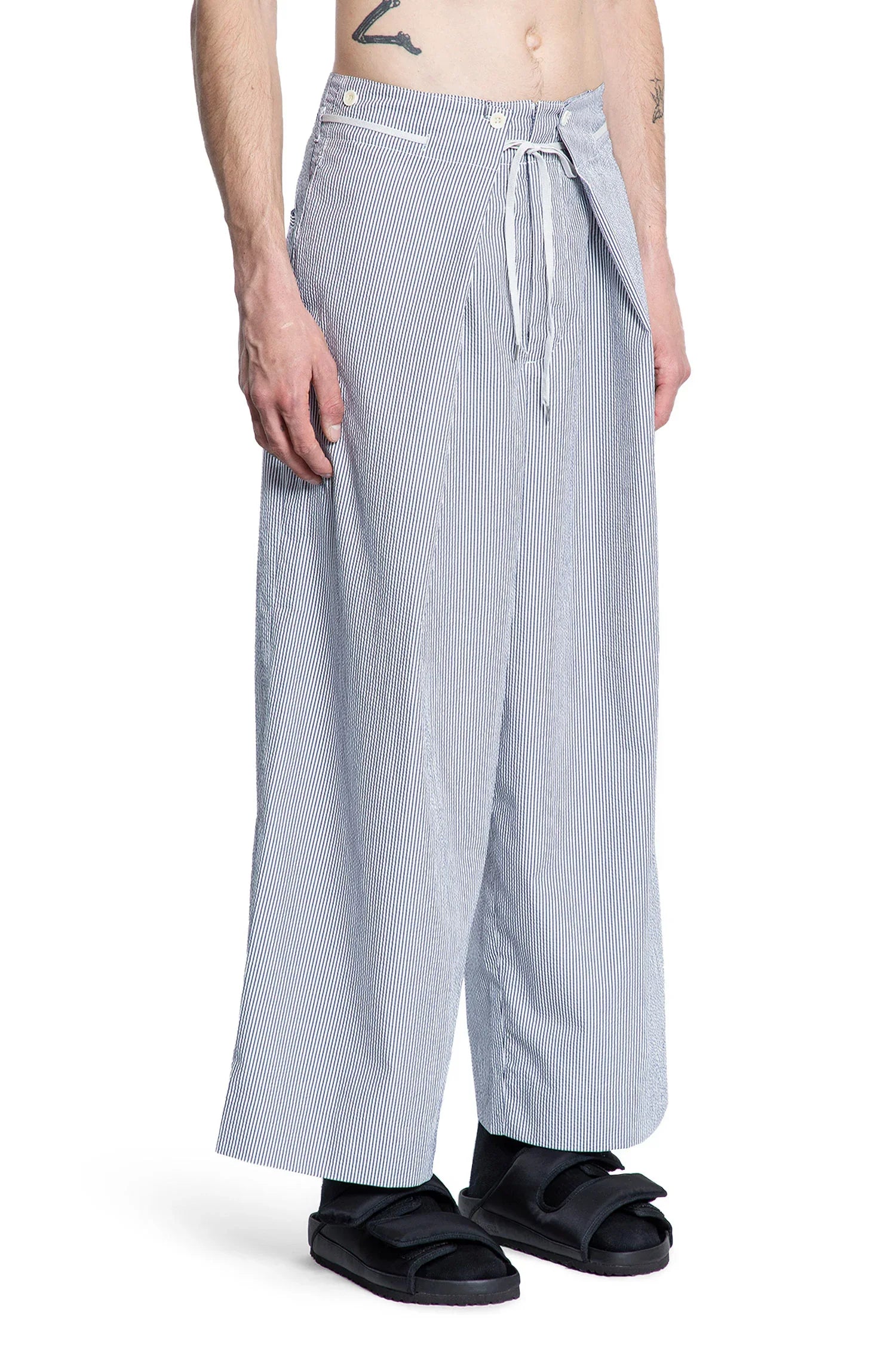 Seersucker hakama trousers - Antonioli.eu