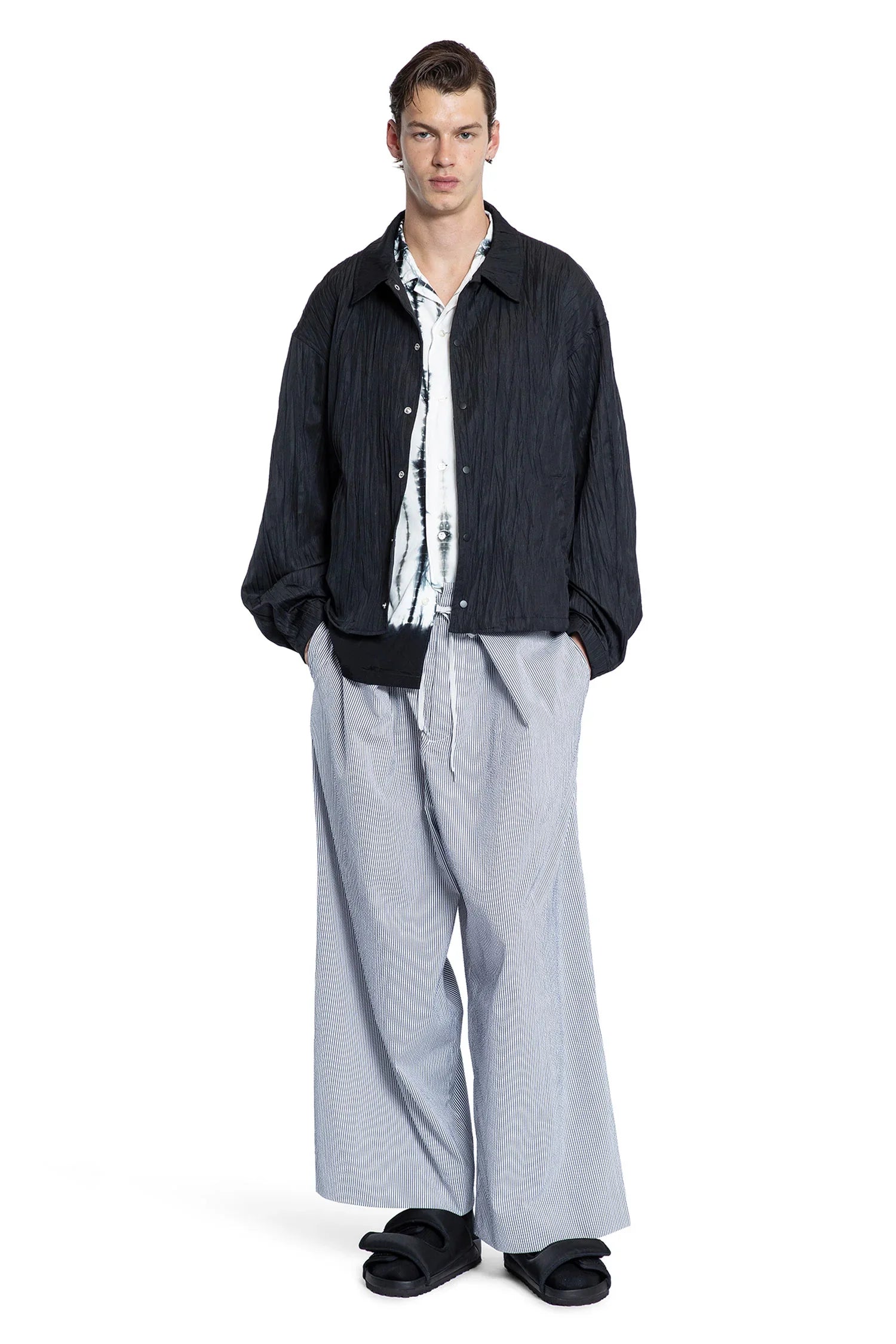 Seersucker hakama trousers - Antonioli.eu