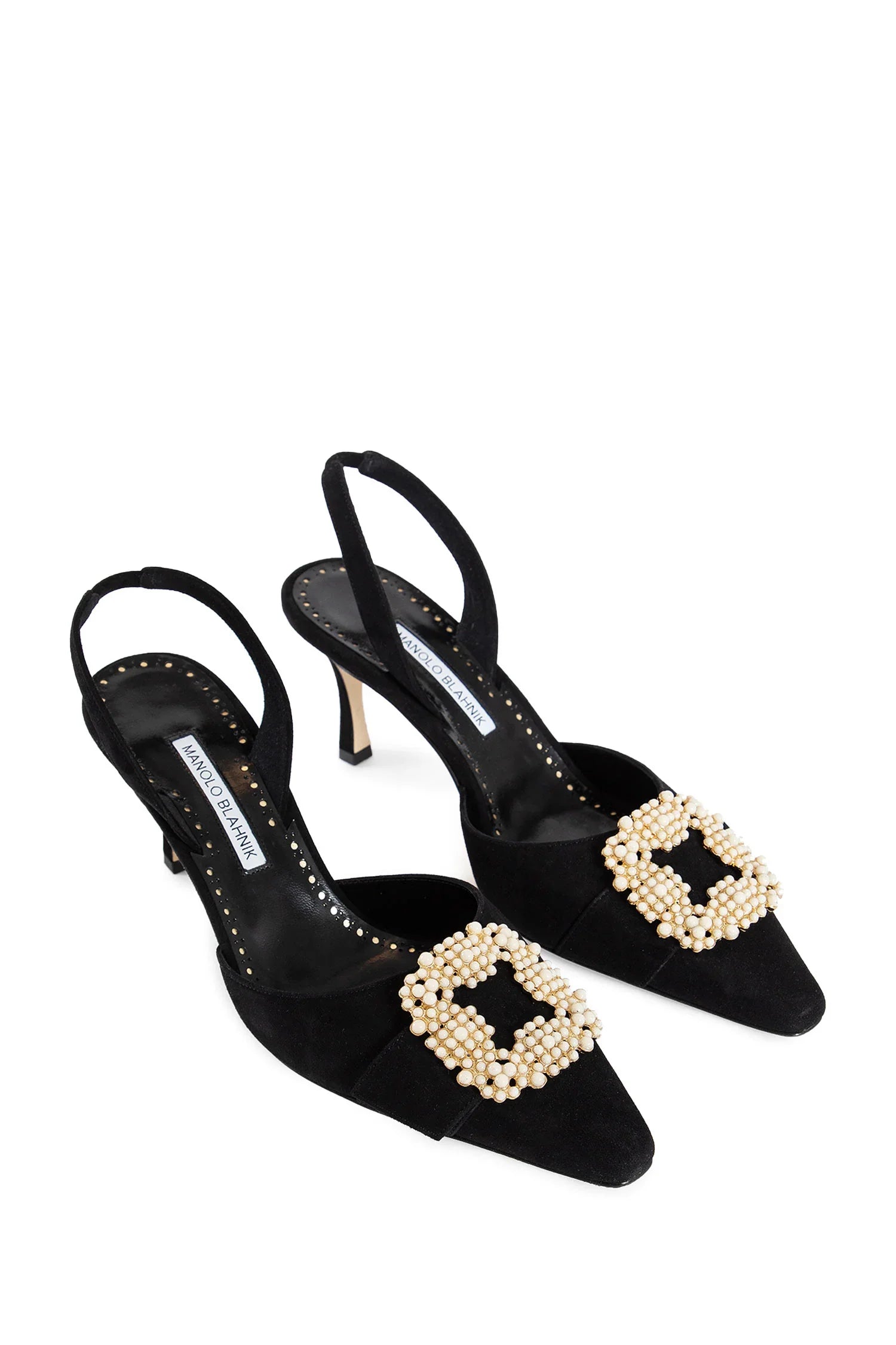 Gibsli Suede Pearl Buckle Slingback Pumps - Antonioli.eu