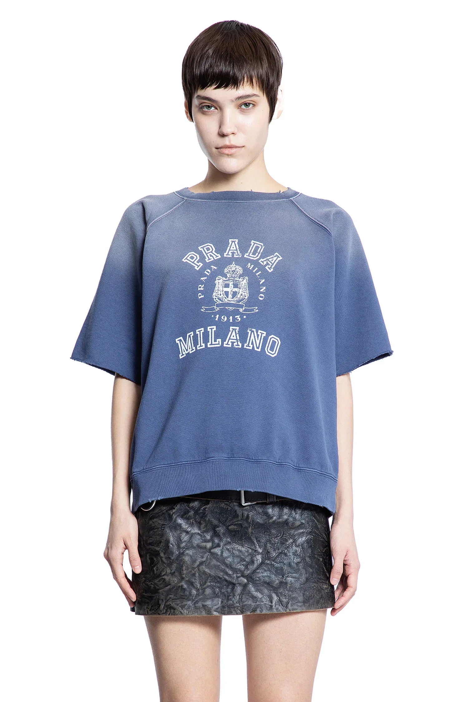 College Logo Short Sleeve Sweatshirt - Antonioli.eu