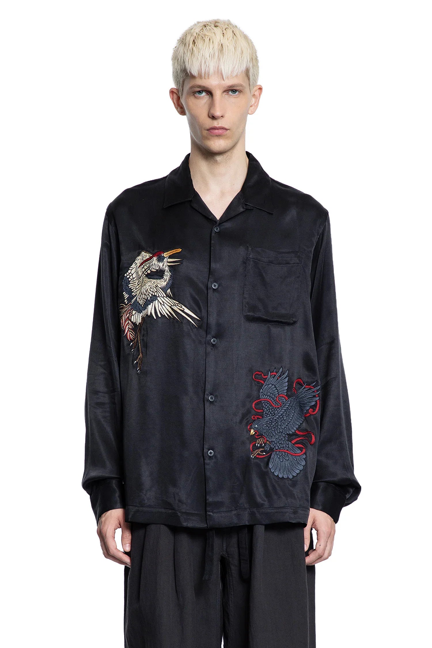 Crow and Heron Camp Collar Shirt - Antonioli.eu