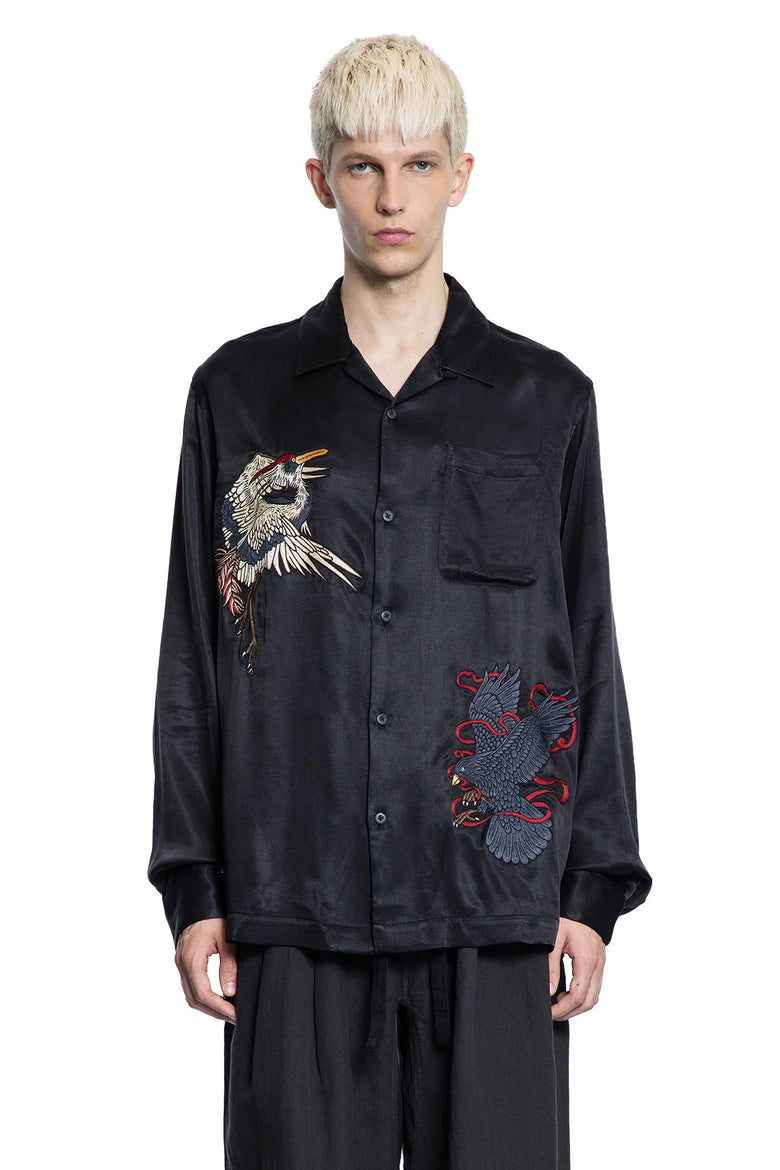 Crow and Heron Camp Collar Shirt - Antonioli.eu