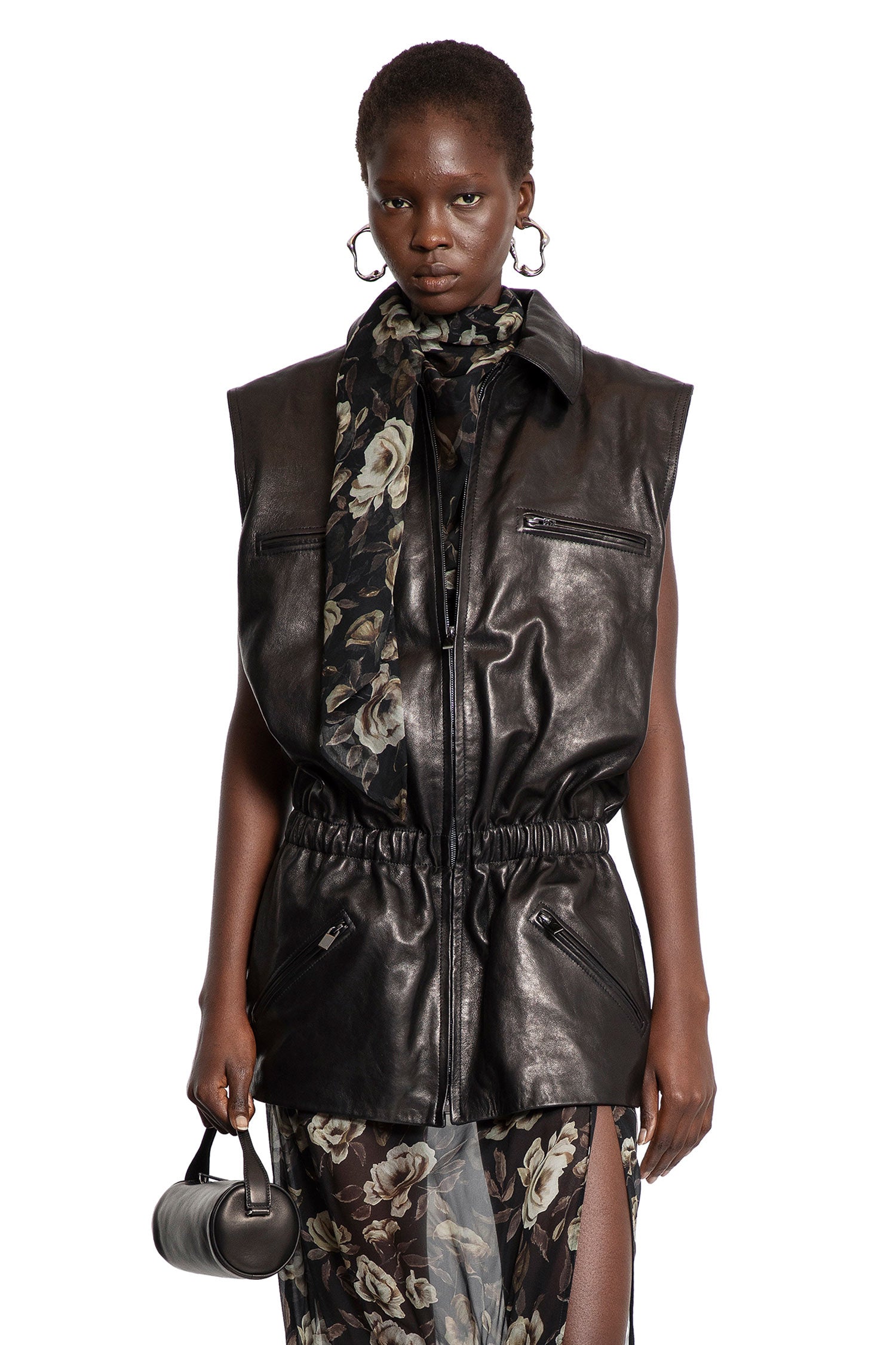 Leather Peplum Vest - Antonioli.eu