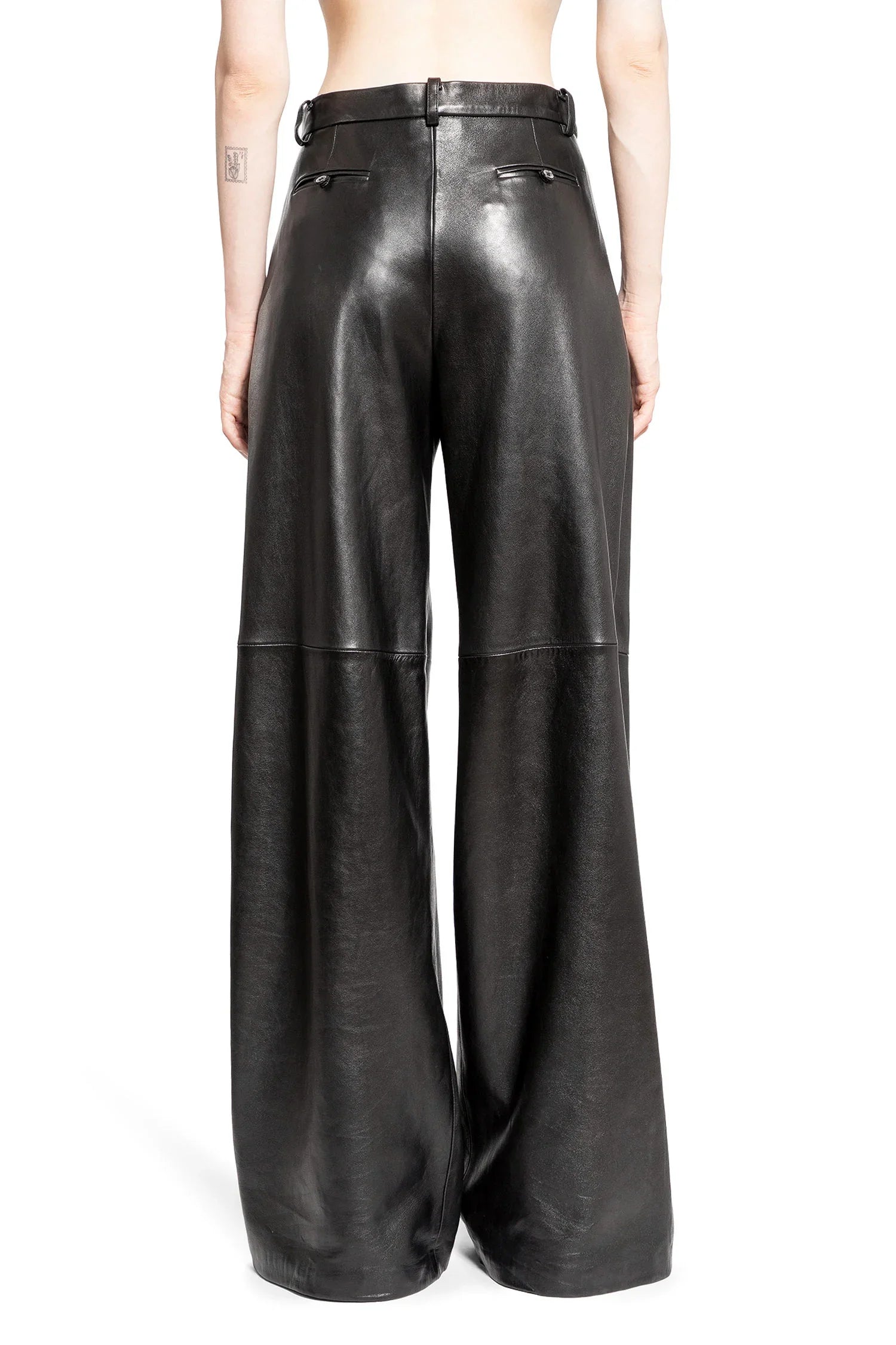 Wide Leg Tailored Leather Pants - Antonioli.eu