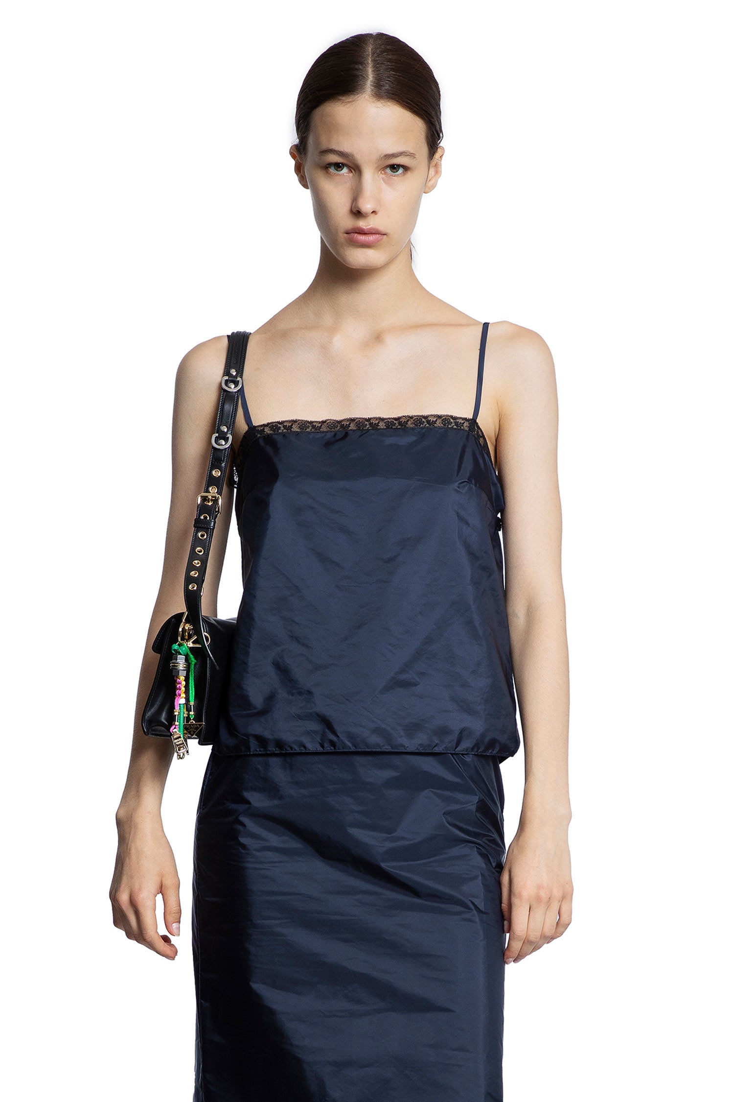 Re-Nylon Satin and Lace Top - Antonioli.eu