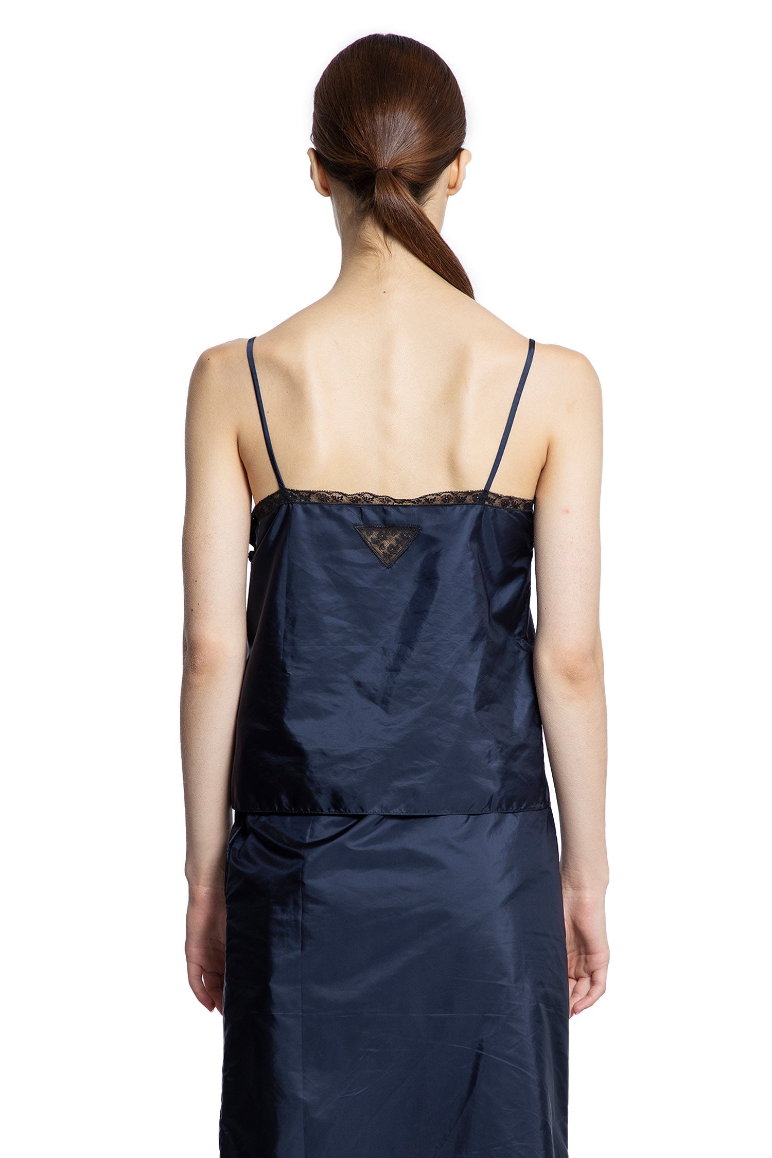 Re-Nylon Satin and Lace Top - Antonioli.eu
