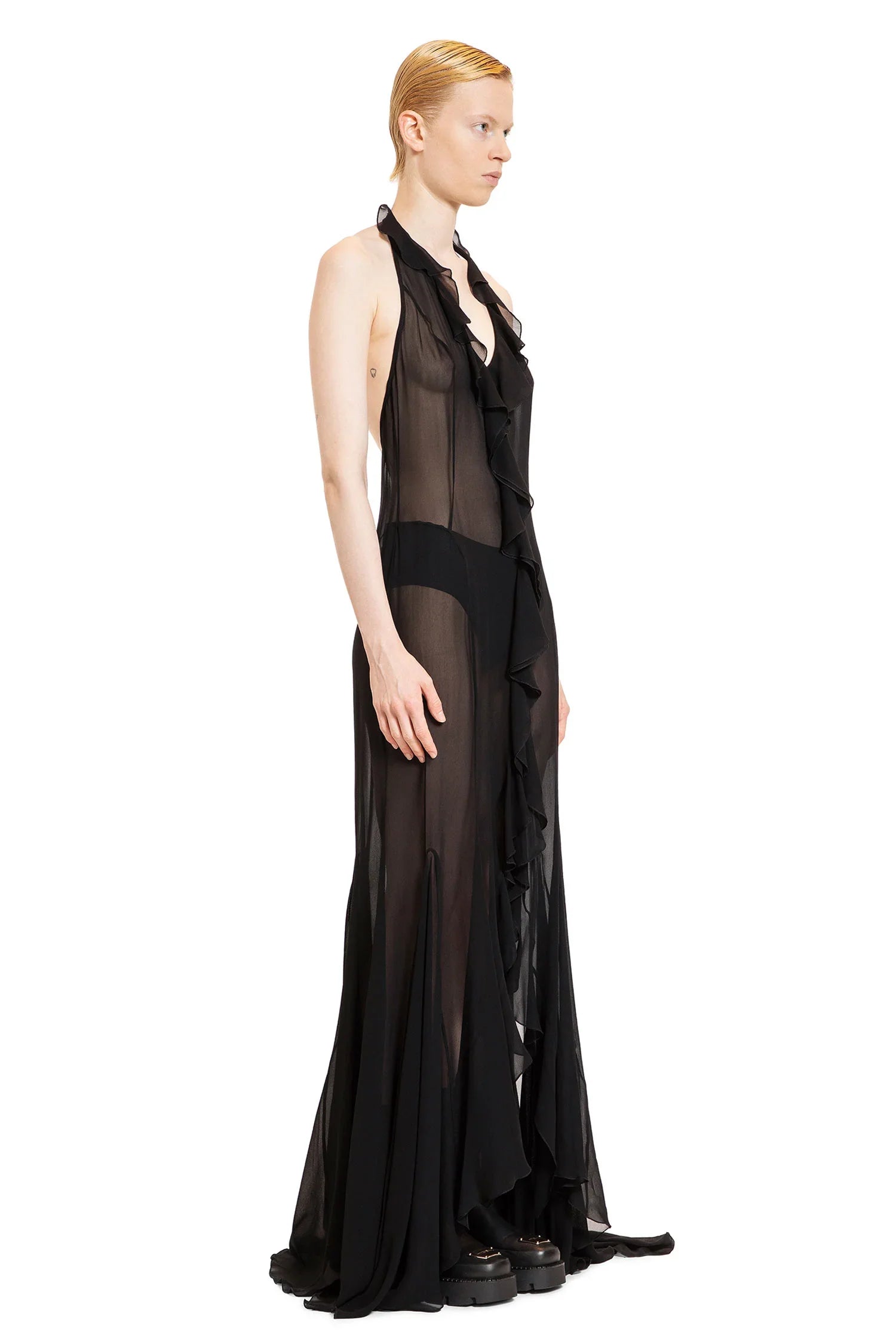 Recycled Viscose Chiffon Maxi Dress - Antonioli.eu