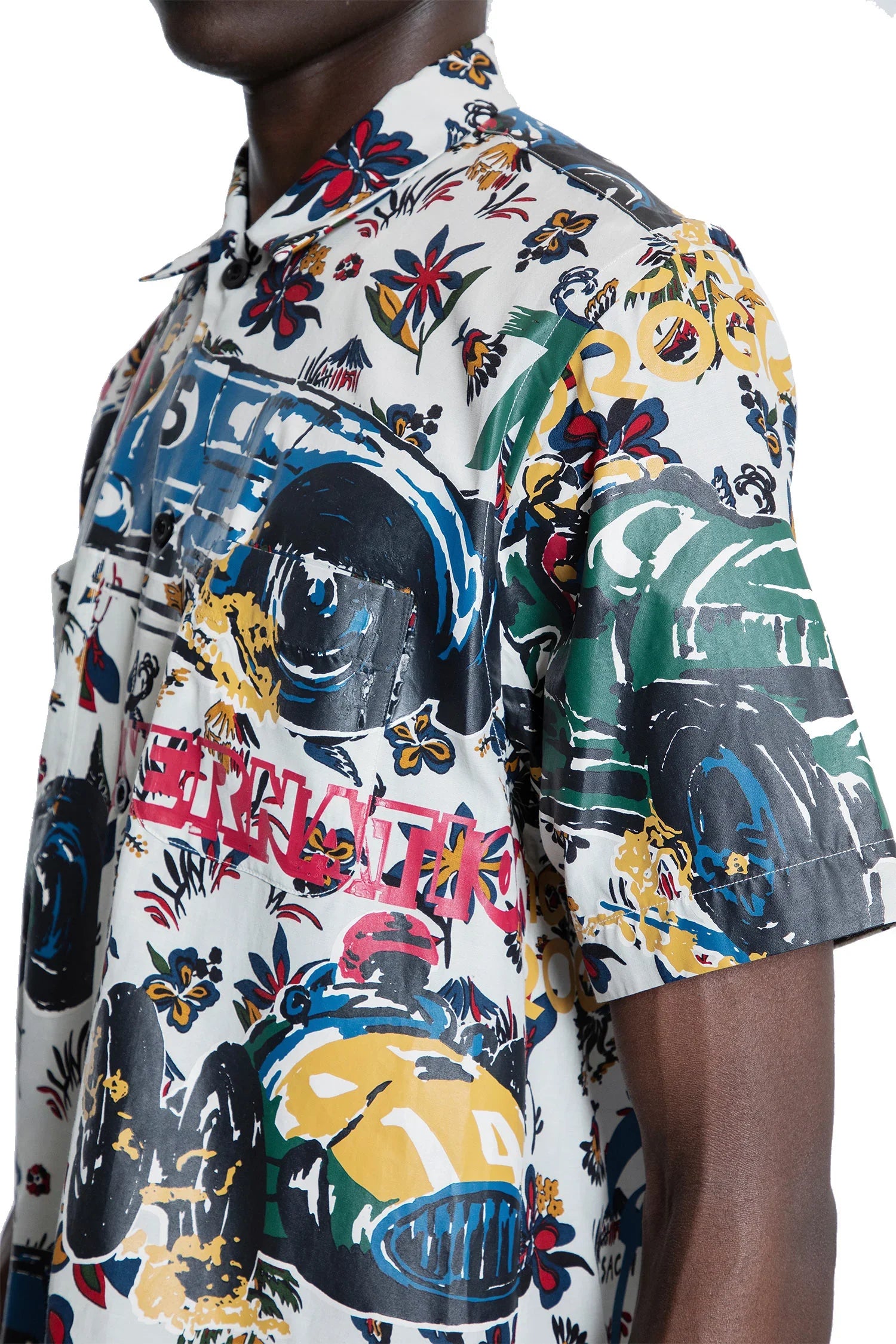 Car Race/Tropical Print T-Shirt - Antonioli.eu