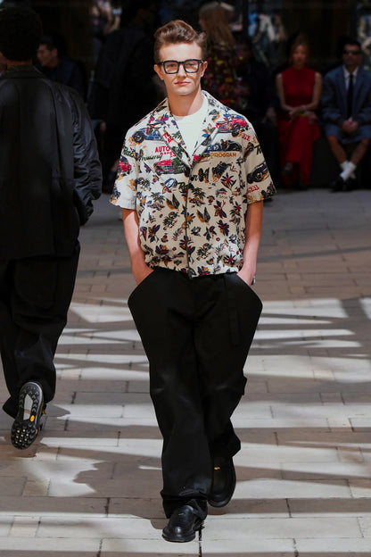 Car Race/Tropical Print T-Shirt - Antonioli.eu