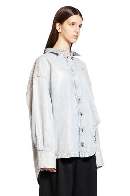 Glossy Coated Denim Monogram Shirt - Antonioli.eu