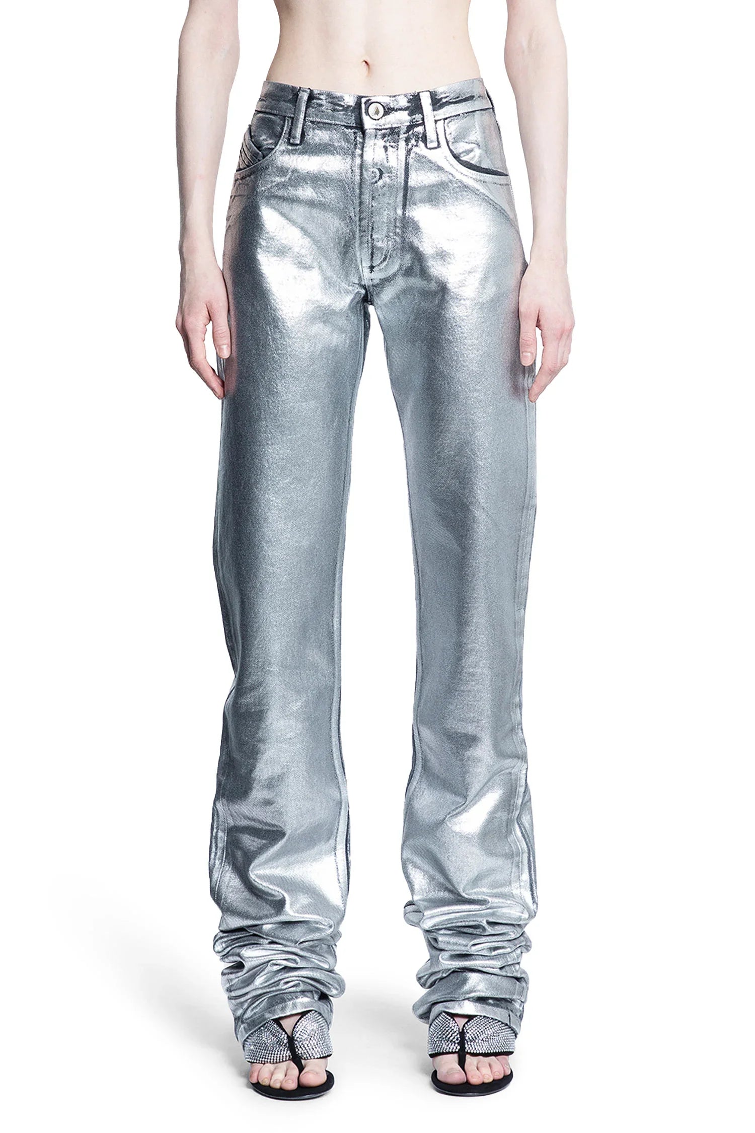 Shiny Coated Denim Long Jeans - Antonioli.eu