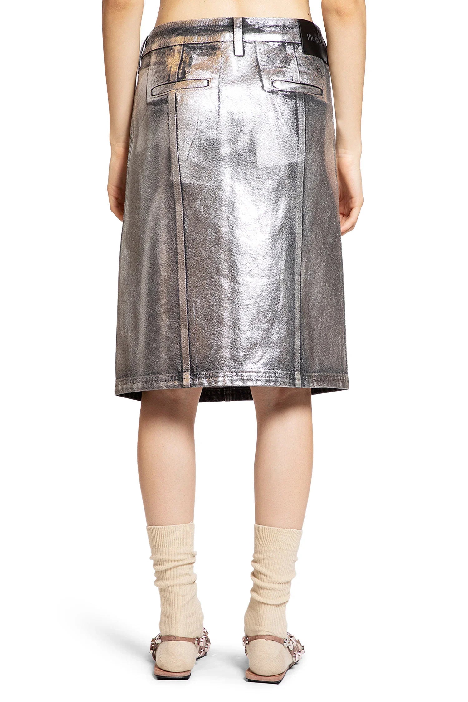 Midi Skirt in Shiny Coated Denim - Antonioli.eu