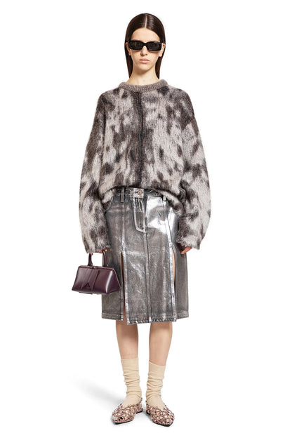 Midi Skirt in Shiny Coated Denim - Antonioli.eu