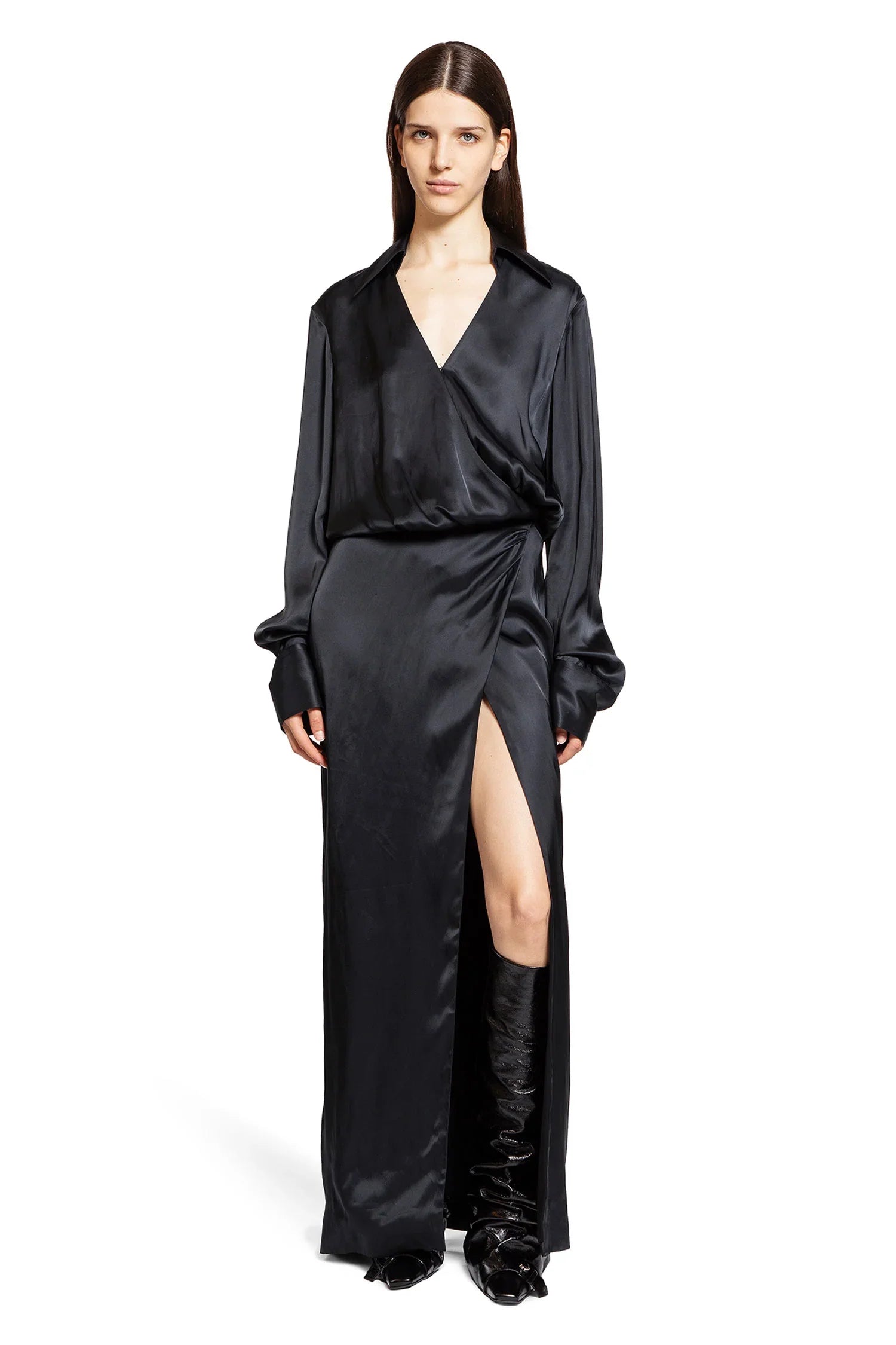 Long Satin Shirt Dress - Antonioli.eu