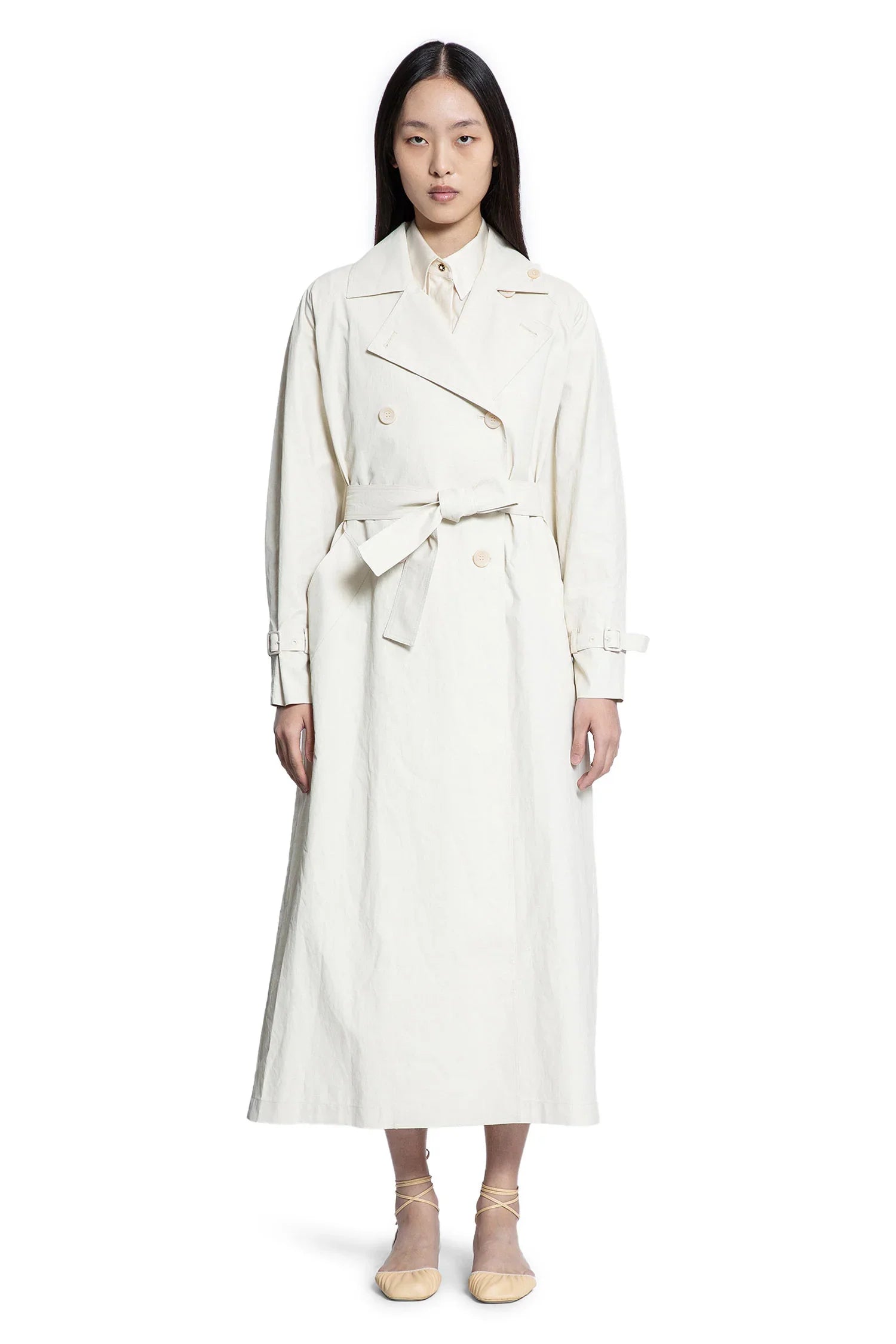 Ronco Long linen cloth trench coat - Antonioli.eu