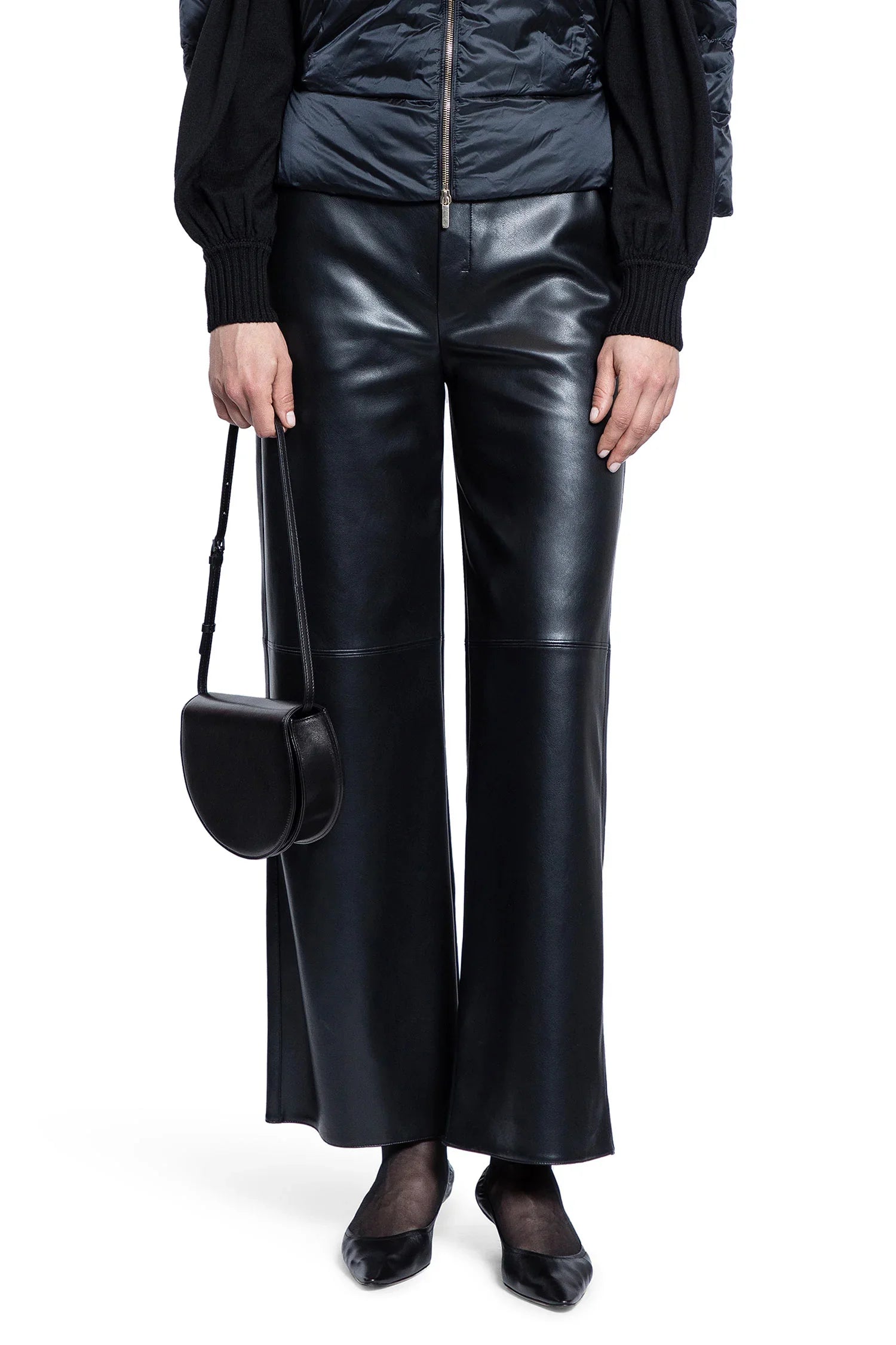 Coated Nylon Wide Leg Trousers - Antonioli.eu
