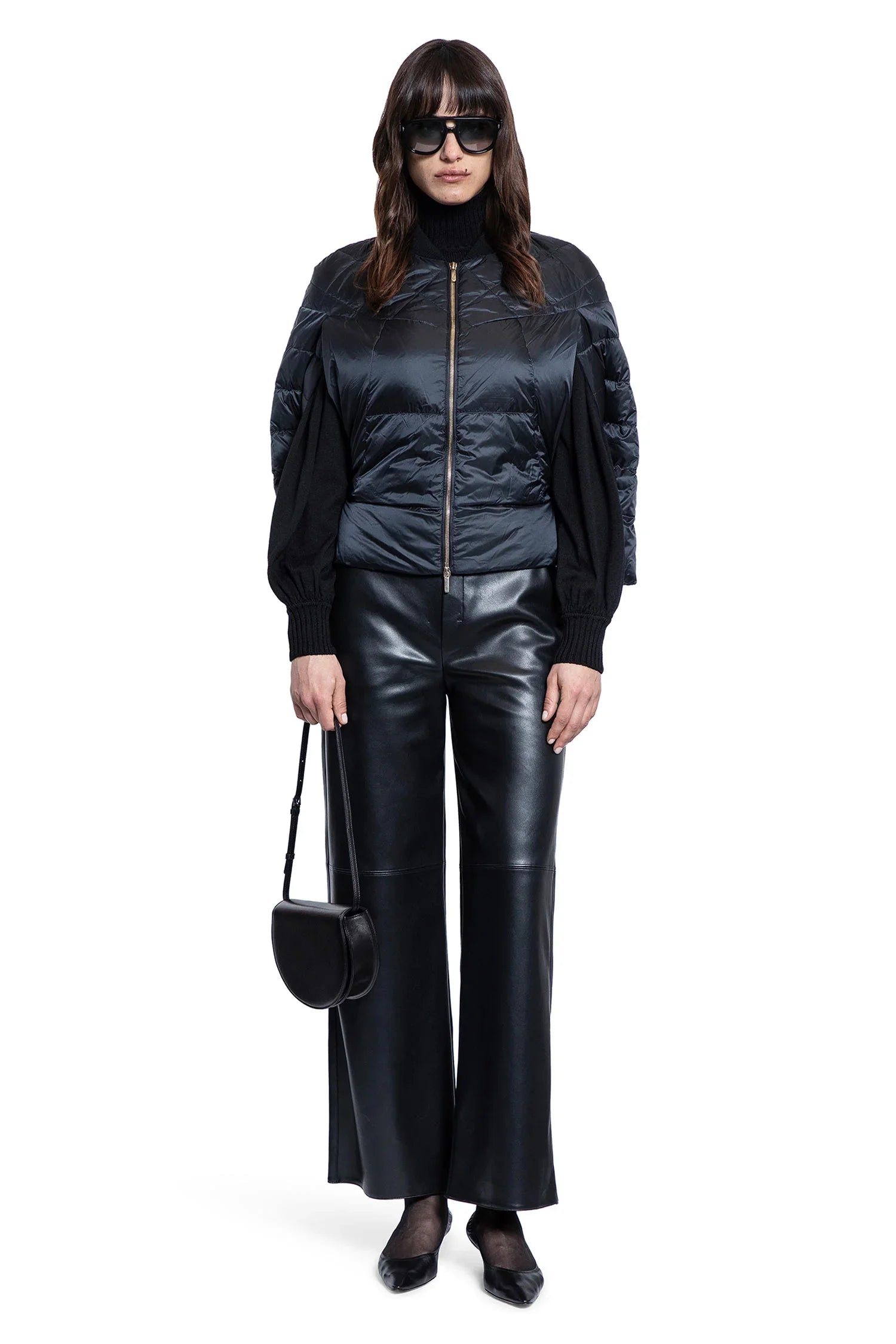 Coated Nylon Wide Leg Trousers - Antonioli.eu