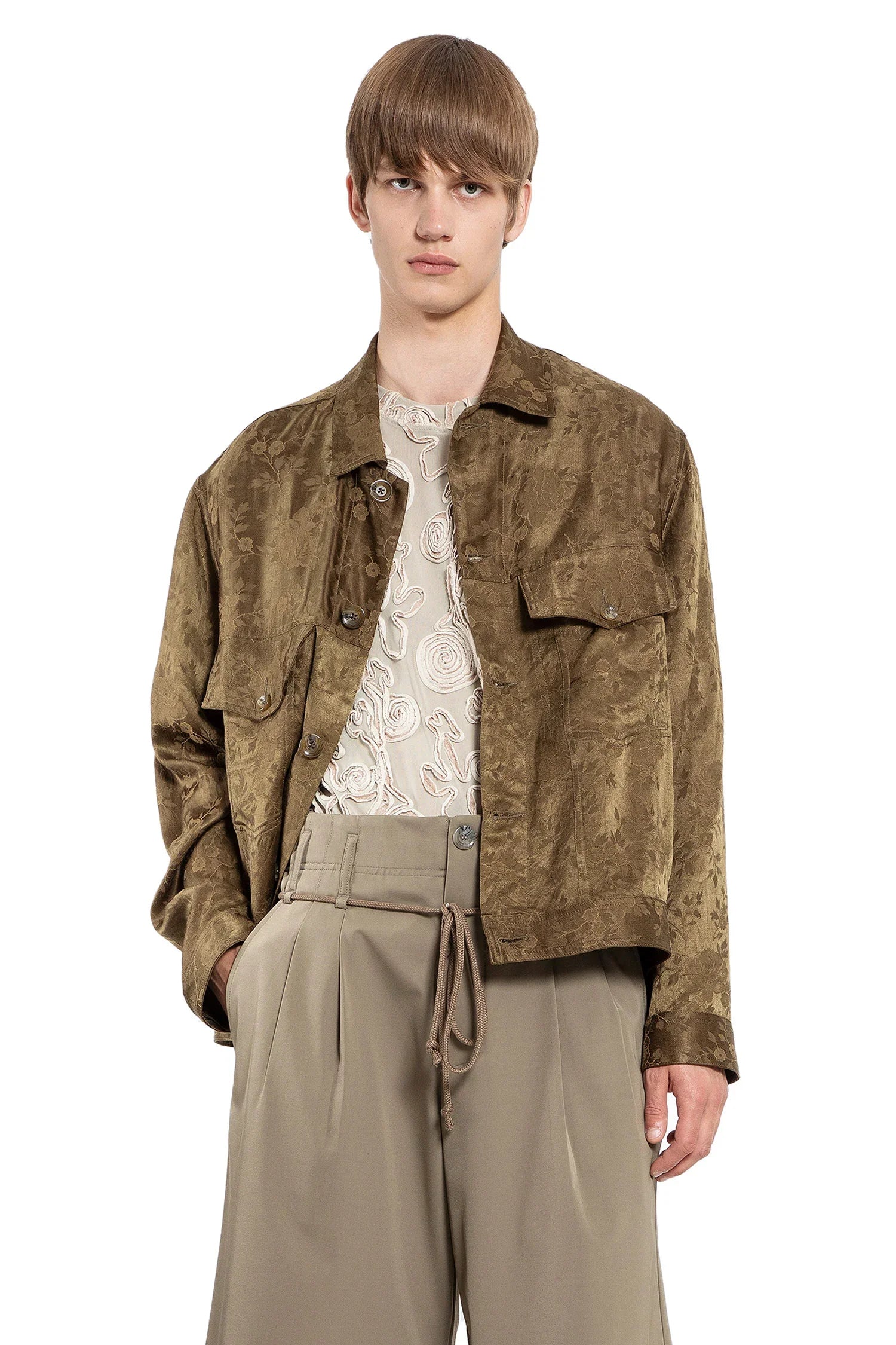 Floral Jacquard Worker Jacket - Antonioli.eu