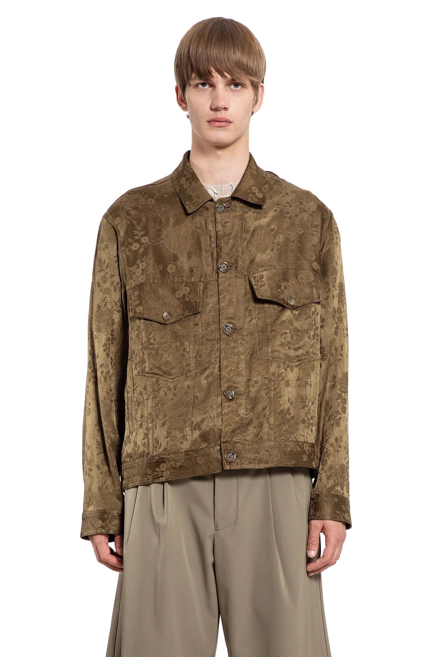 Floral Jacquard Worker Jacket - Antonioli.eu