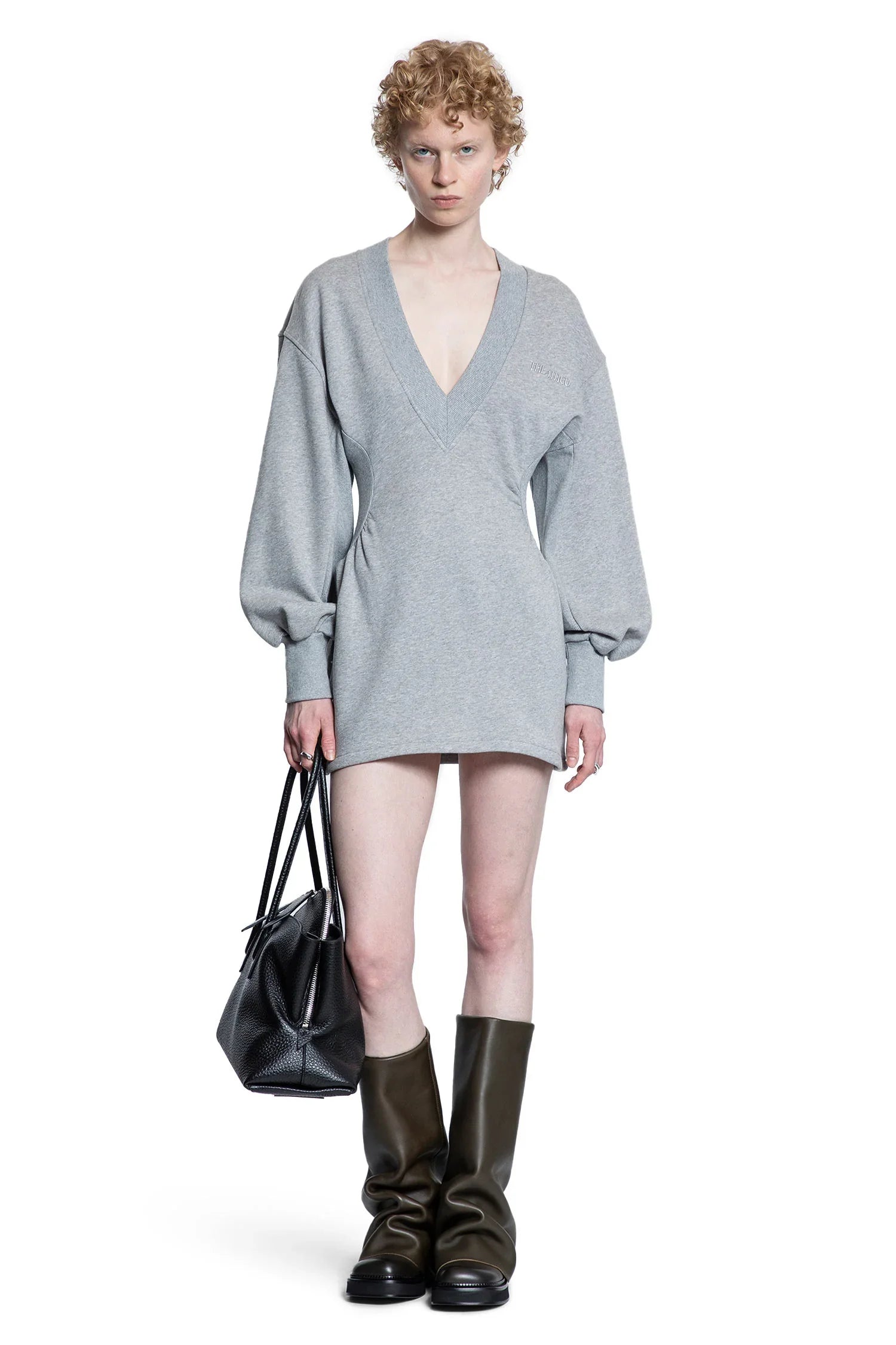 Cotton Jersey V-Neck Mini Dress - Antonioli.eu