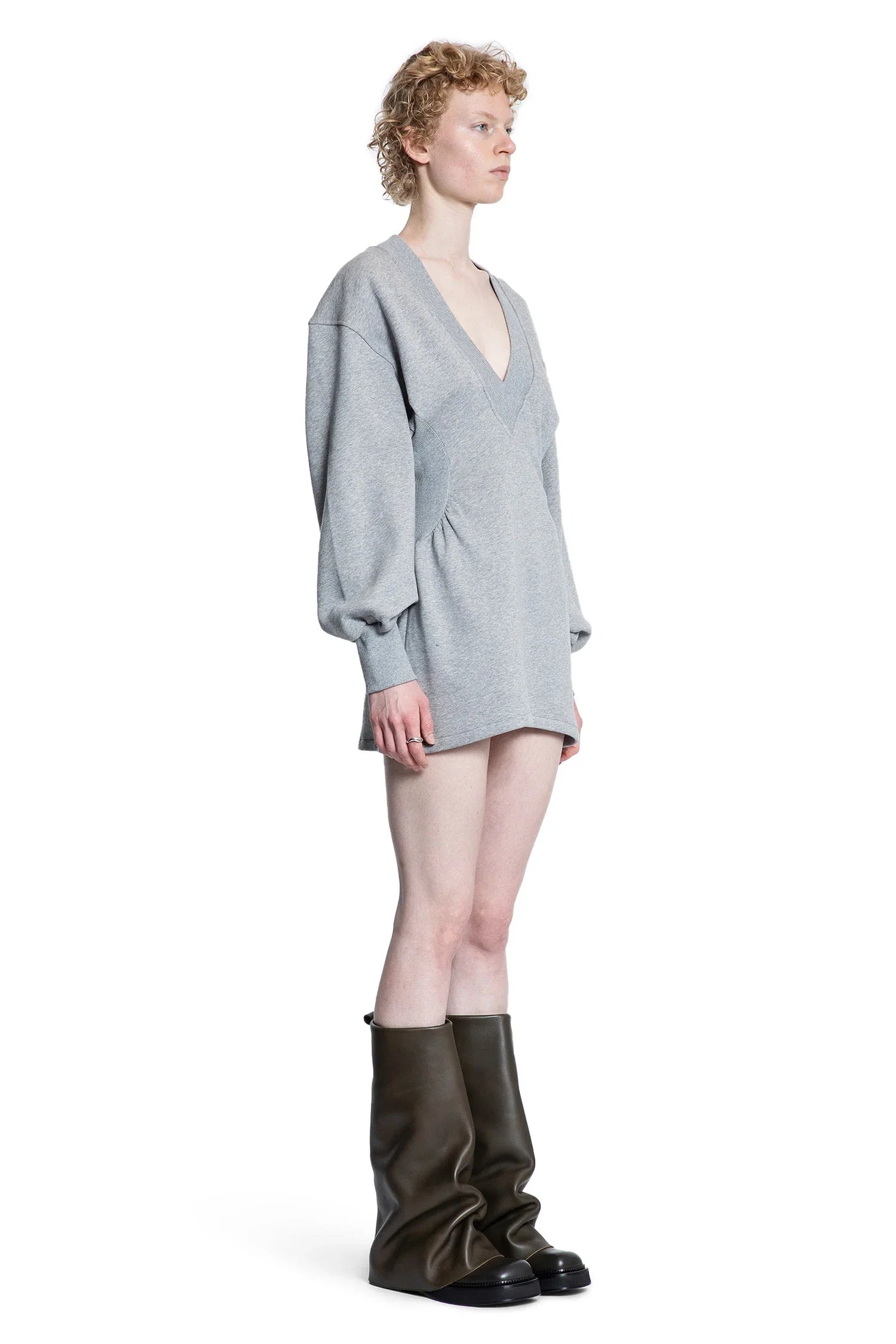 Cotton Jersey V-Neck Mini Dress - Antonioli.eu