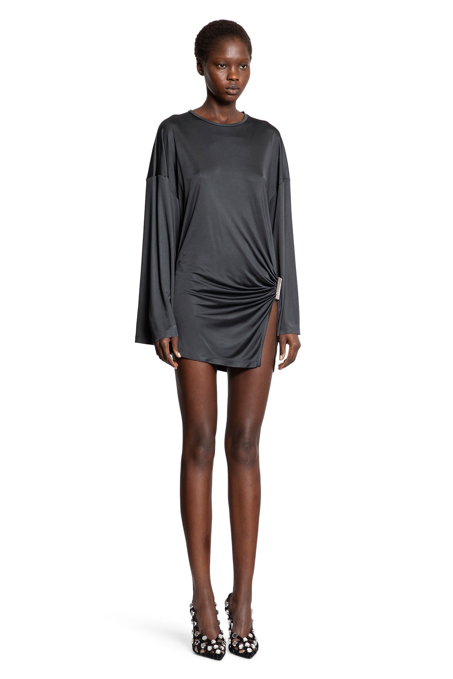 Gathered Viscose Jersey Mini Dress - Antonioli.eu