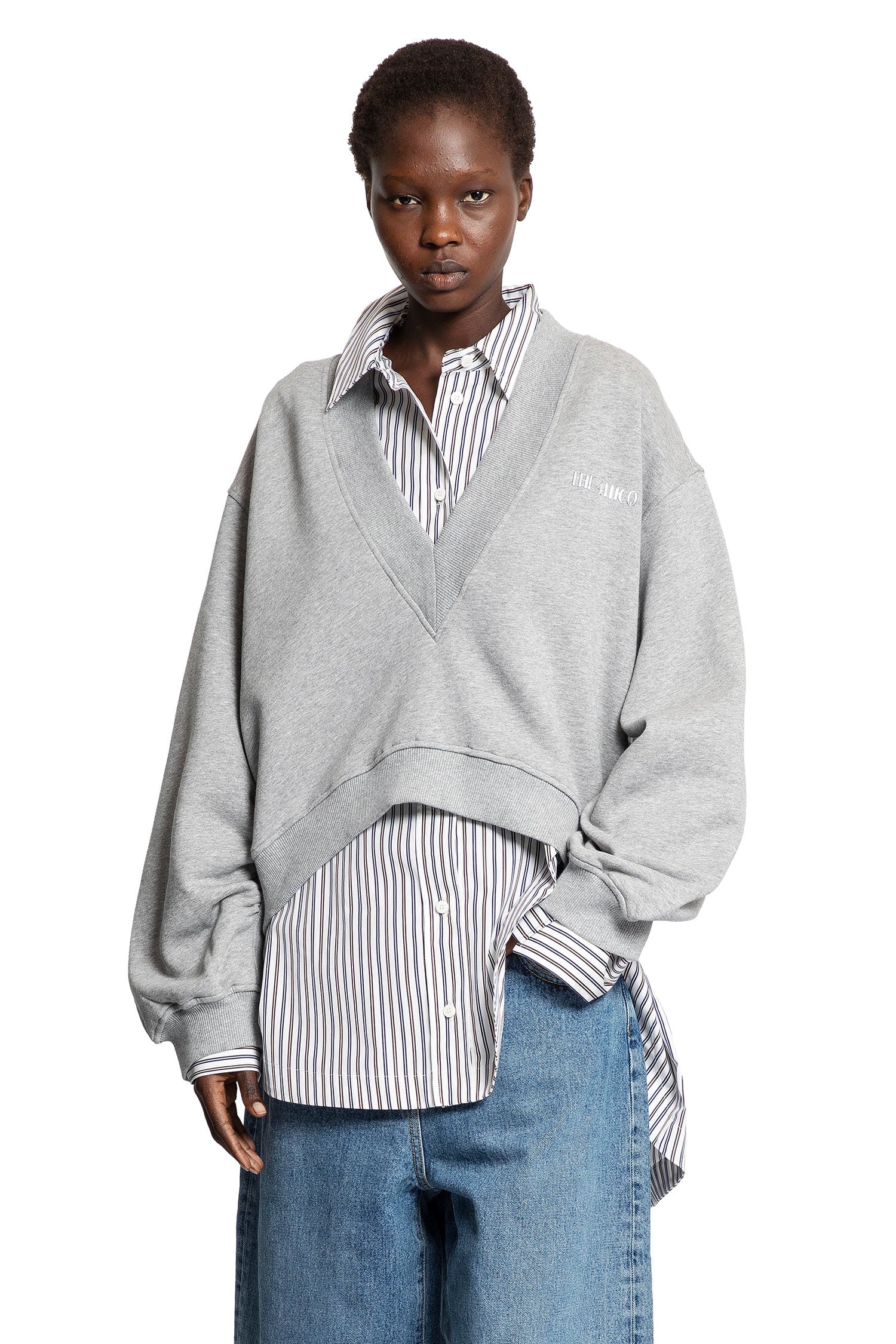 Oversize V-Neck Sweatshirt - Antonioli.eu