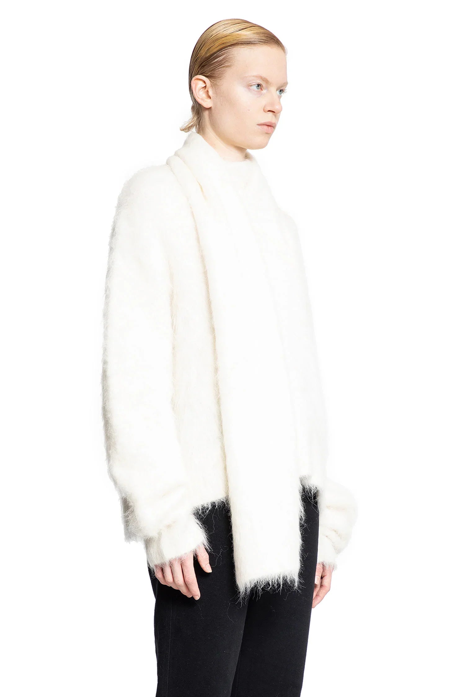 Draped-scarf knitted sweater - Antonioli.eu