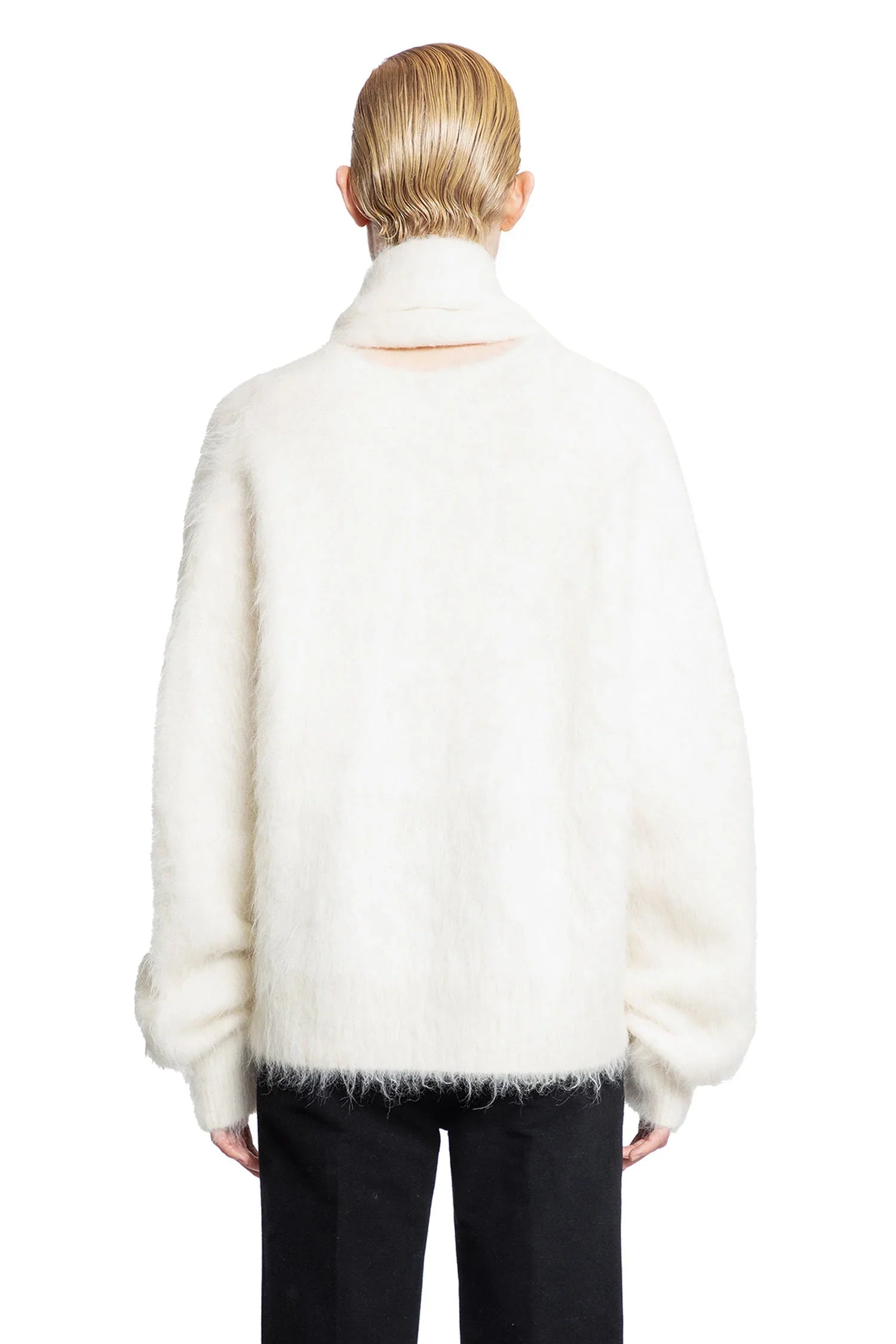 Draped-scarf knitted sweater - Antonioli.eu