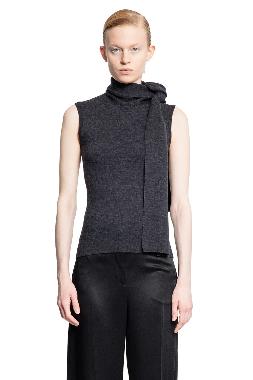 Sleeveless scarf knit top - Antonioli.eu