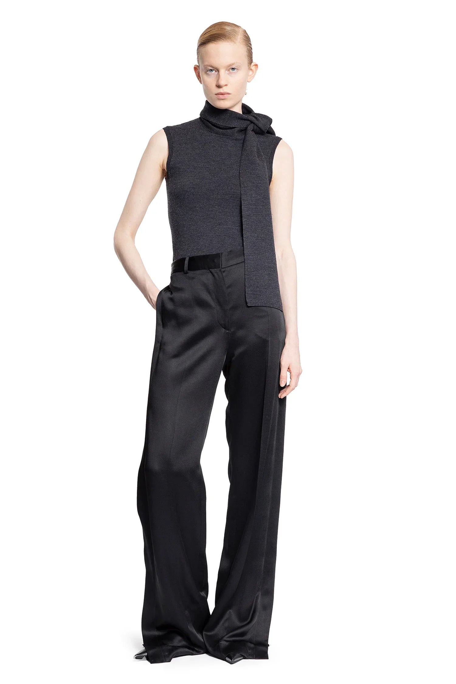 Sleeveless scarf knit top - Antonioli.eu