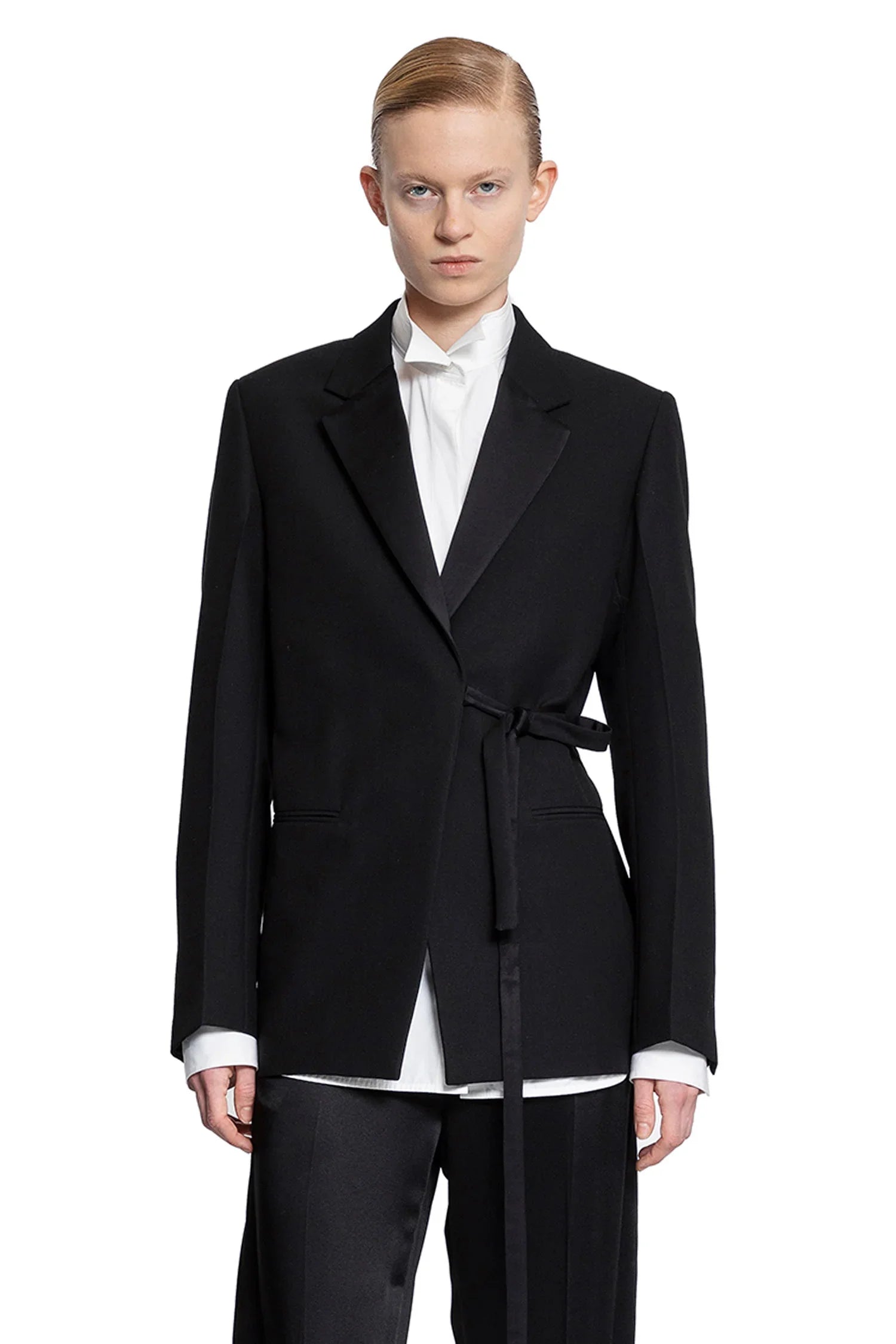 Satin lapel wrap blazer - Antonioli.eu