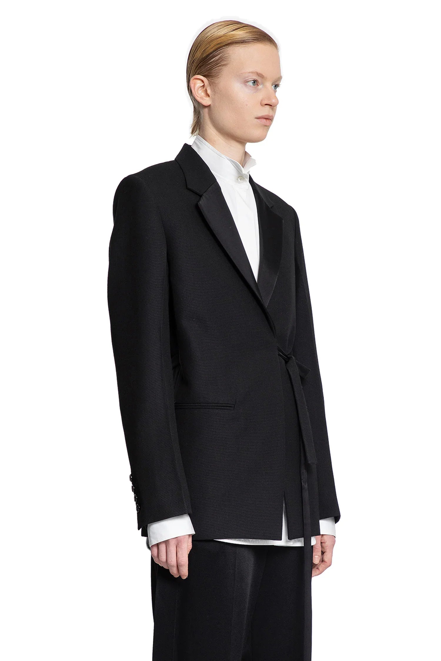 Satin lapel wrap blazer - Antonioli.eu