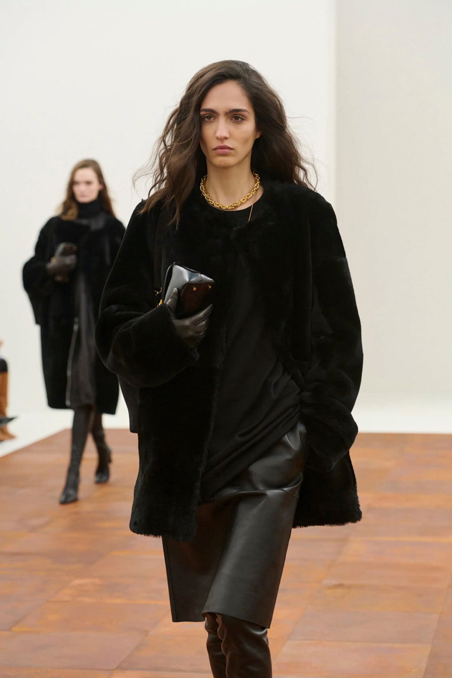 Panelled Leather Skirt