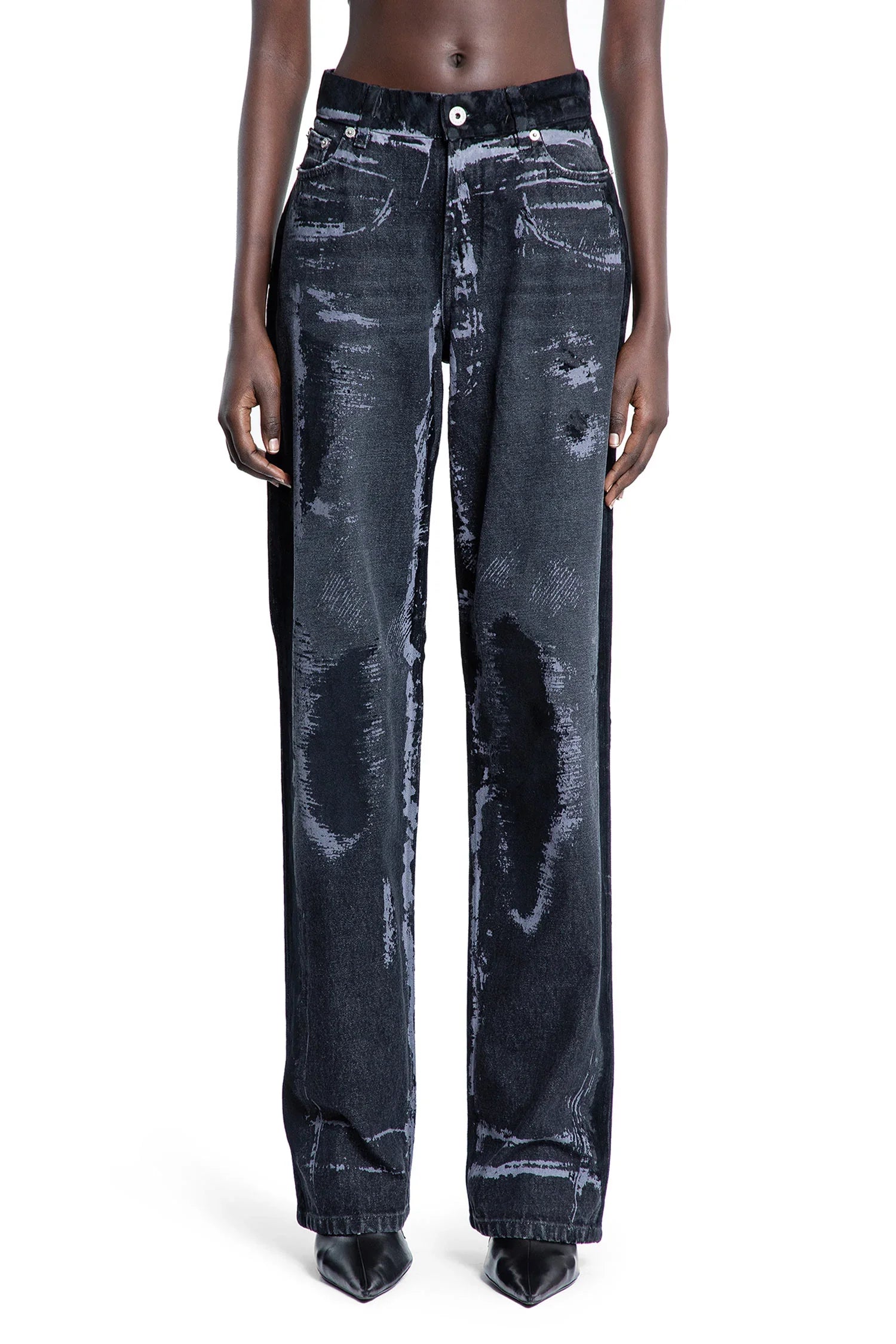 Flocked Denim Jeans - Antonioli.eu
