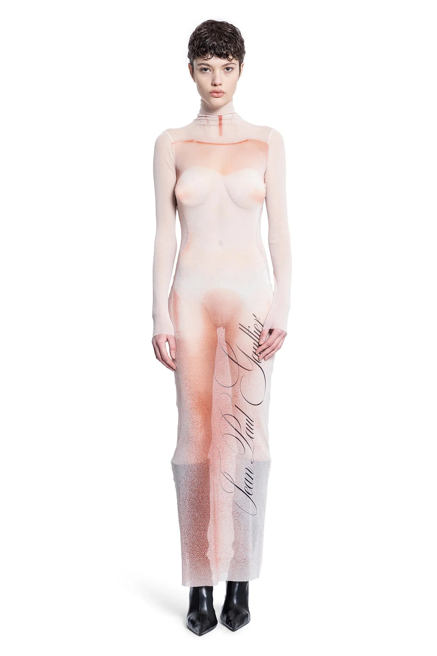 ''Le Classique'' Mesh Turtleneck Dress - Antonioli.eu
