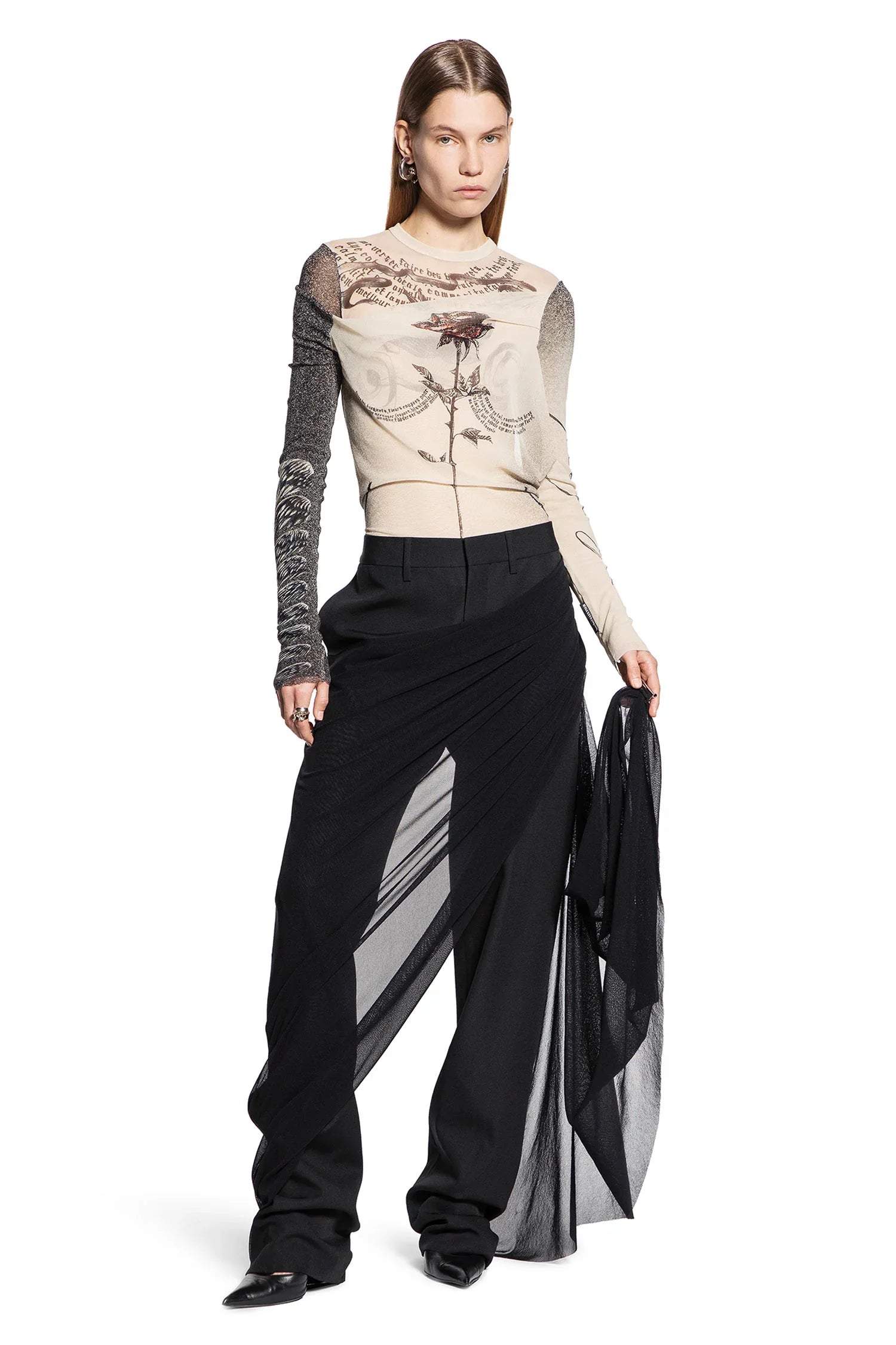 Tailored Pants with Mesh Sarong - Antonioli.eu