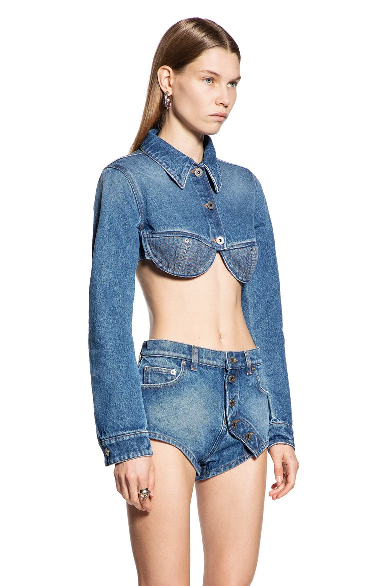 Corset Cropped Denim Jacket - Antonioli.eu