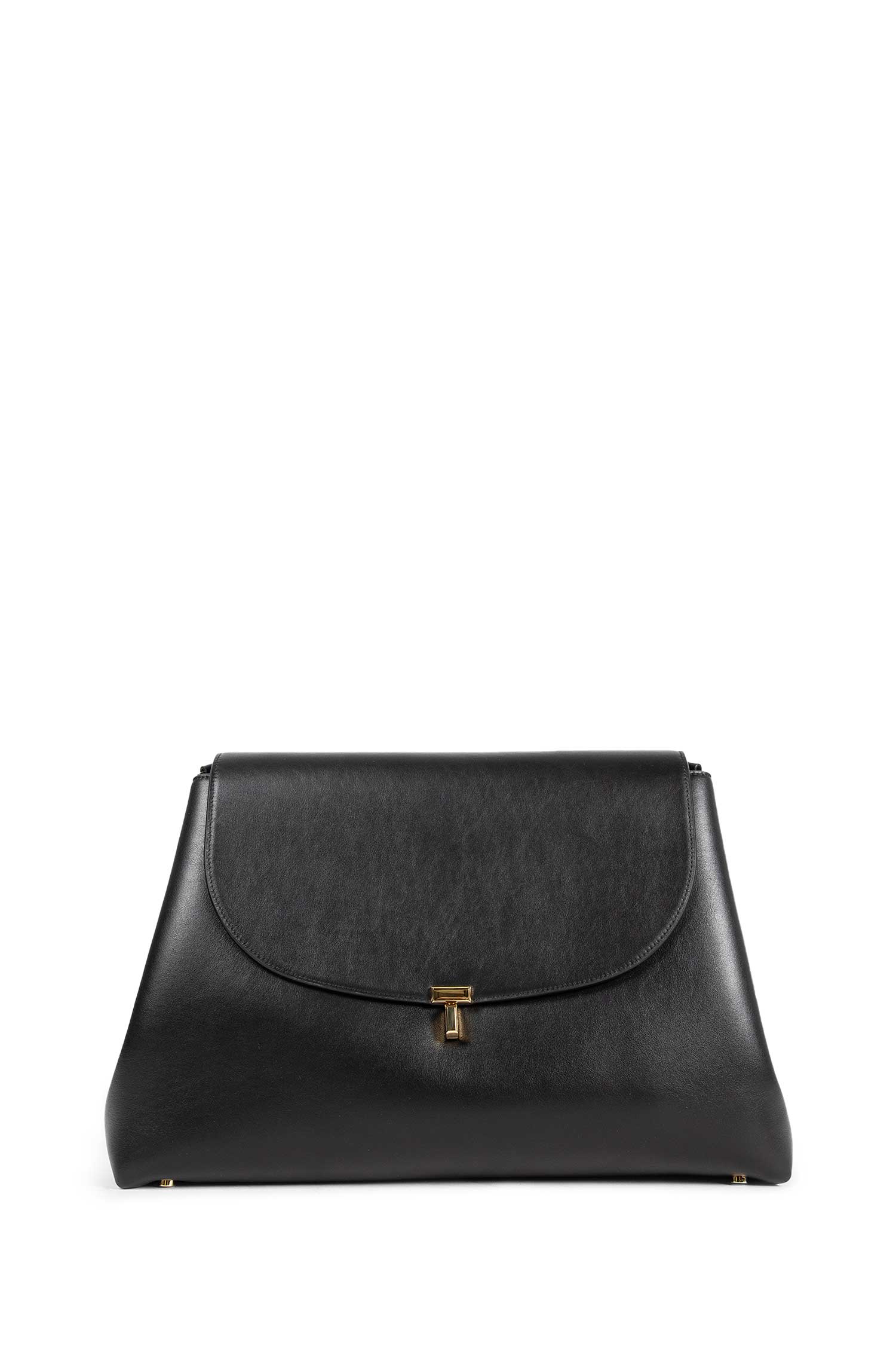 T Lock Satchel Clutch in Leather
