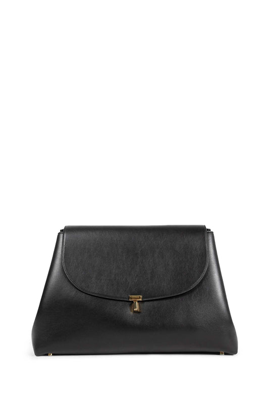 T Lock Satchel Clutch in Leather