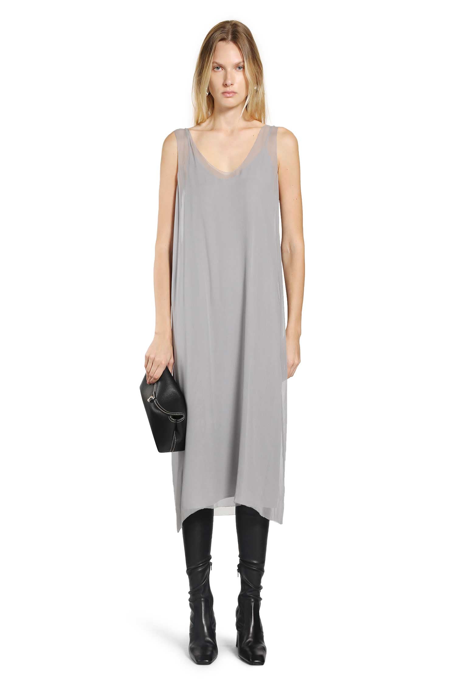 Chiffon slip dress black
