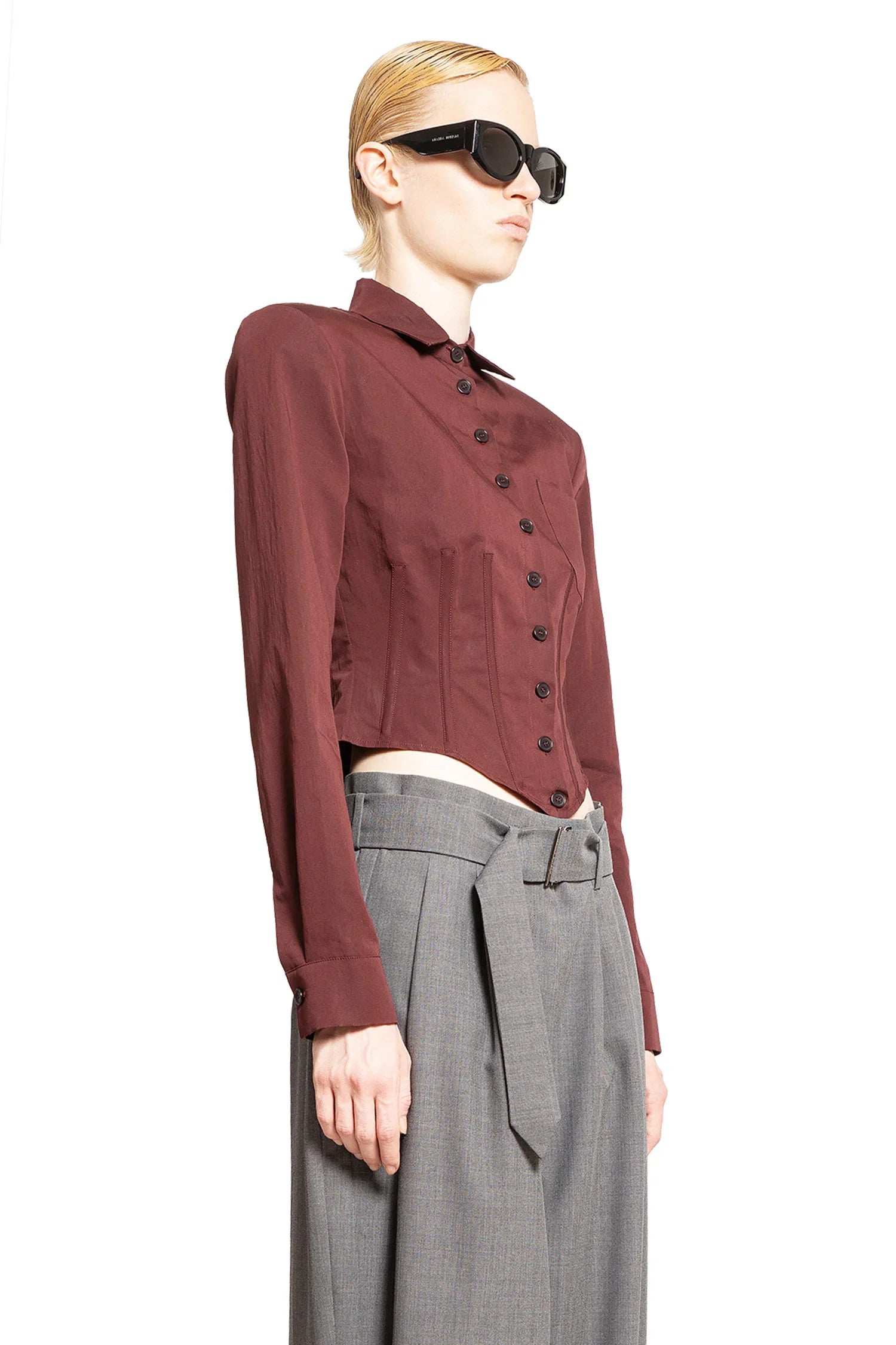 Cropped Corset Shirt in Cotton Silk - Antonioli.eu