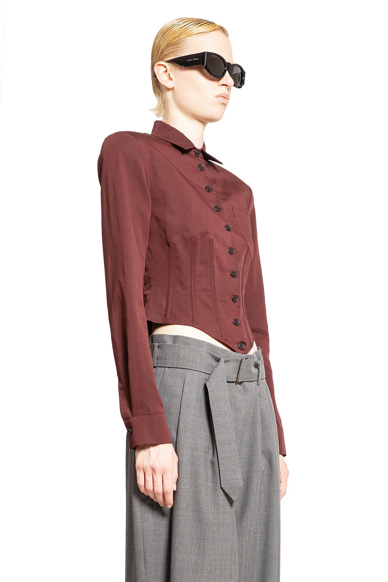 Cropped Corset Shirt in Cotton Silk - Antonioli.eu
